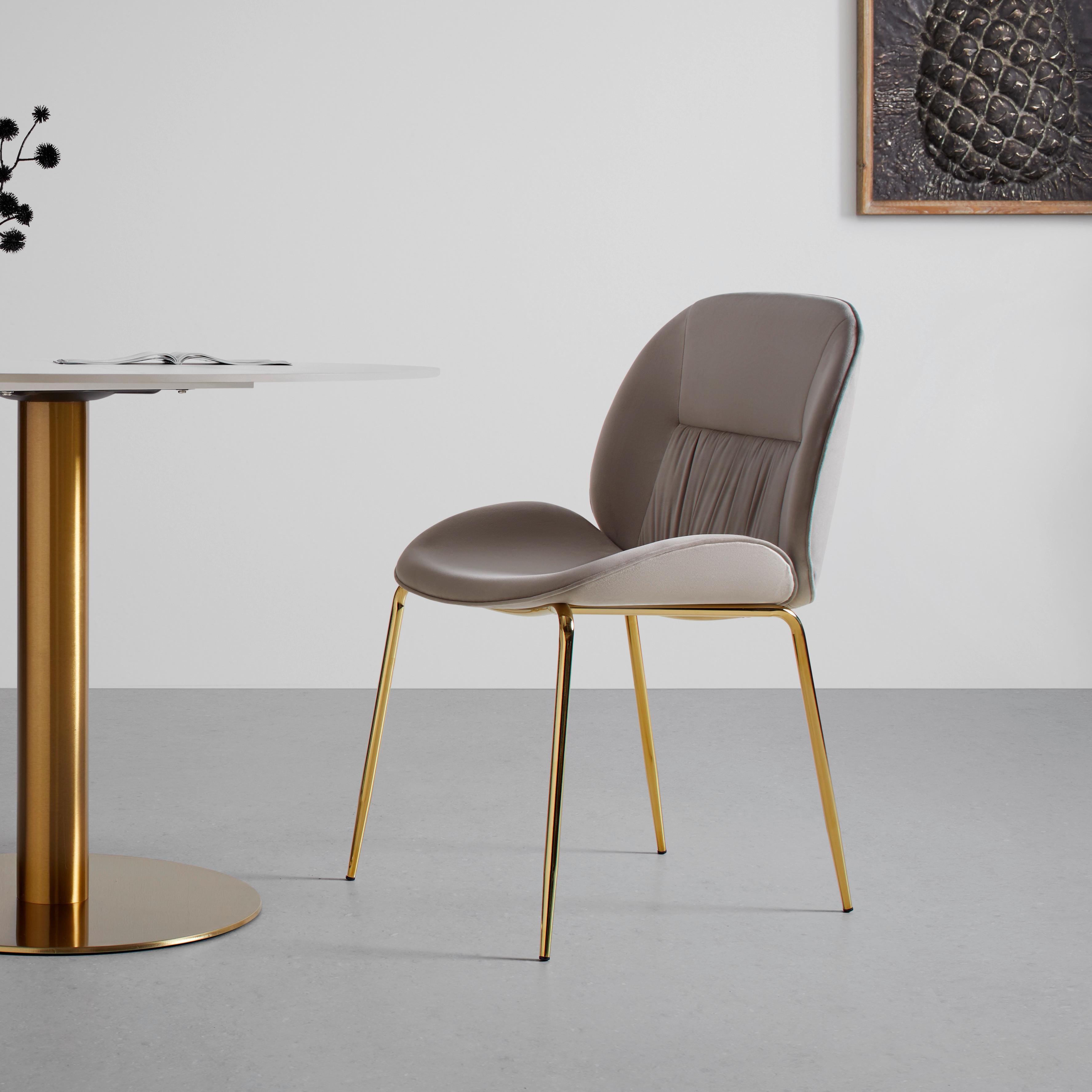 Stuhl Azra Beige - Beige/Goldfarben, Trend, Holz/Textil (48/85/61cm) - Mömax