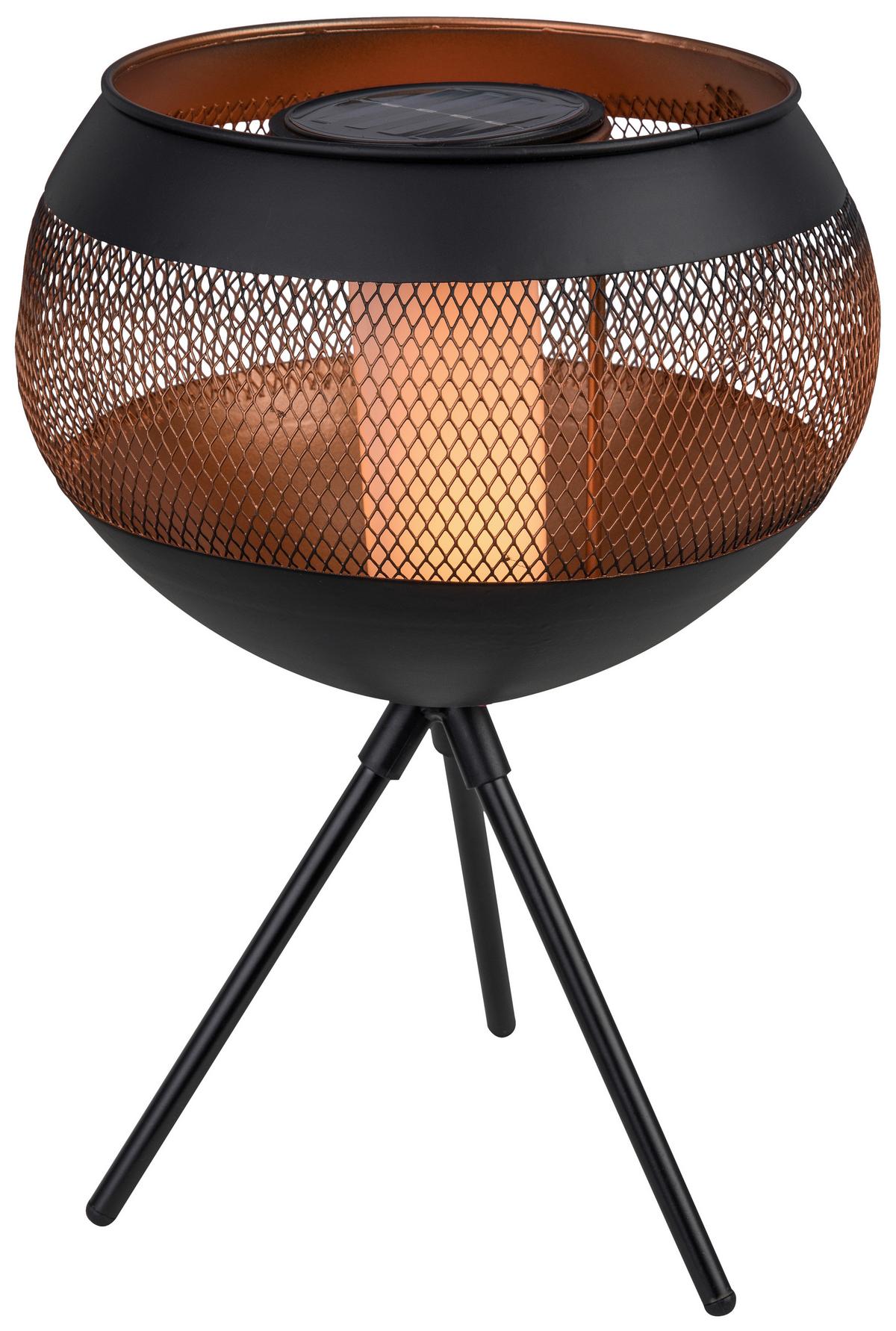 Solarleuchte Christiano aus Eisen in Schwarz/Kupferfarben - Schwarz/Kupferfarben, Modern, Kunststoff/Metall (22/34cm) - Modern Living