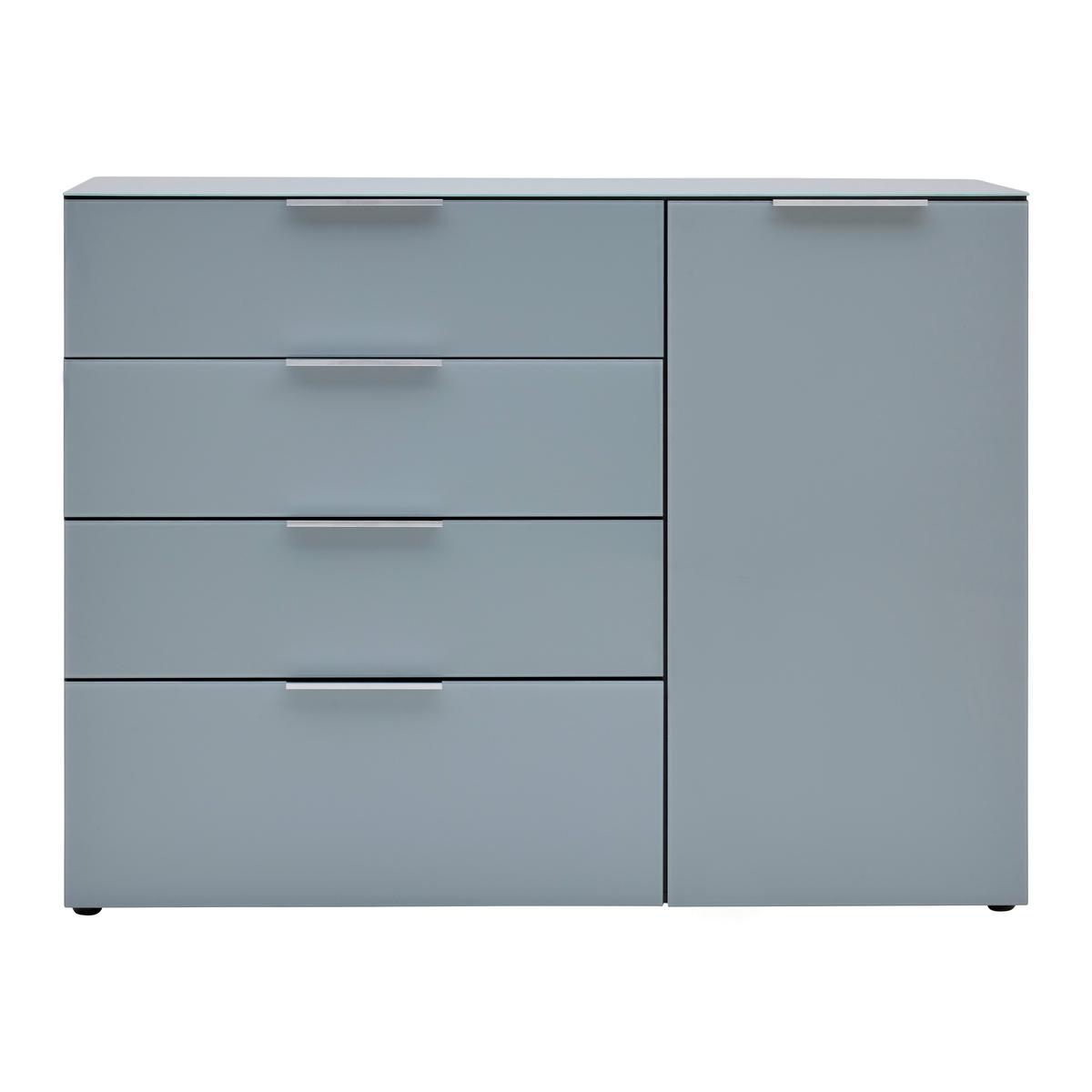 Sideboard Oakland in Grau/Graphitfarben - Chromfarben/Silberfarben, MODERN, Glas/Holzwerkstoff (134/102/42cm) - Premium Living