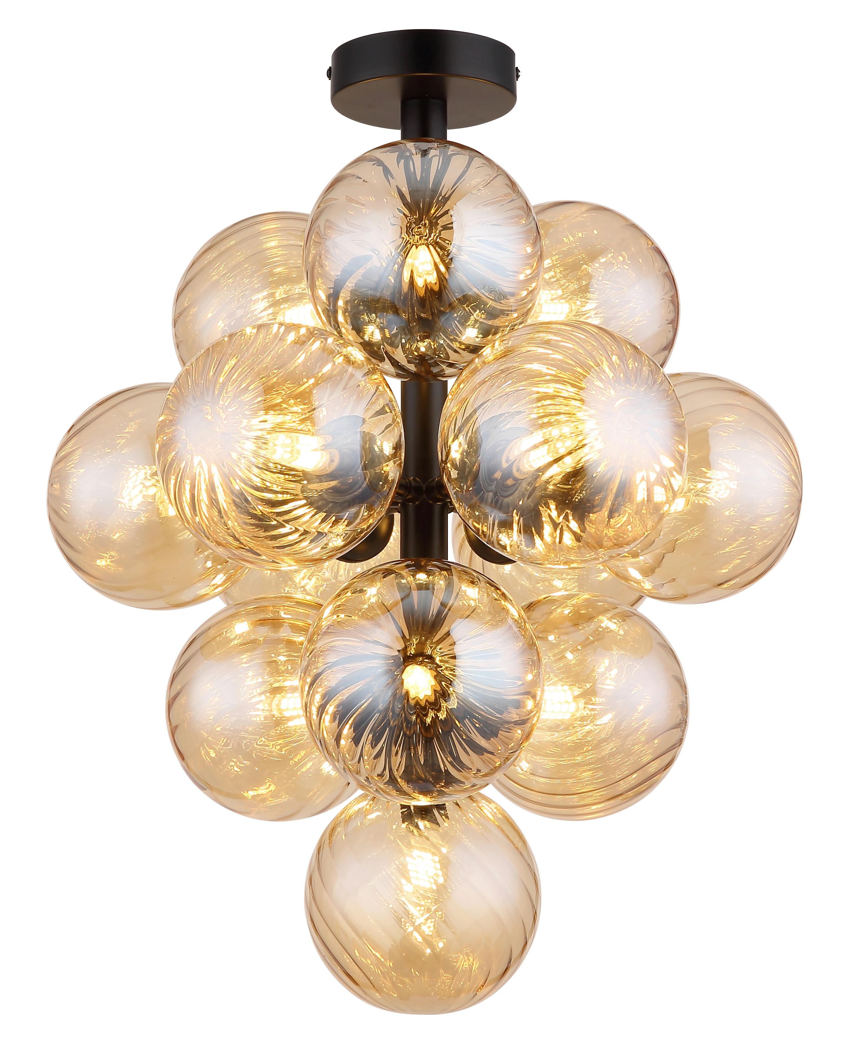 DECKENLEUCHTE 56146D - Schwarz/Orange, Design, Glas/Metall (39,5/50cm) - Globo