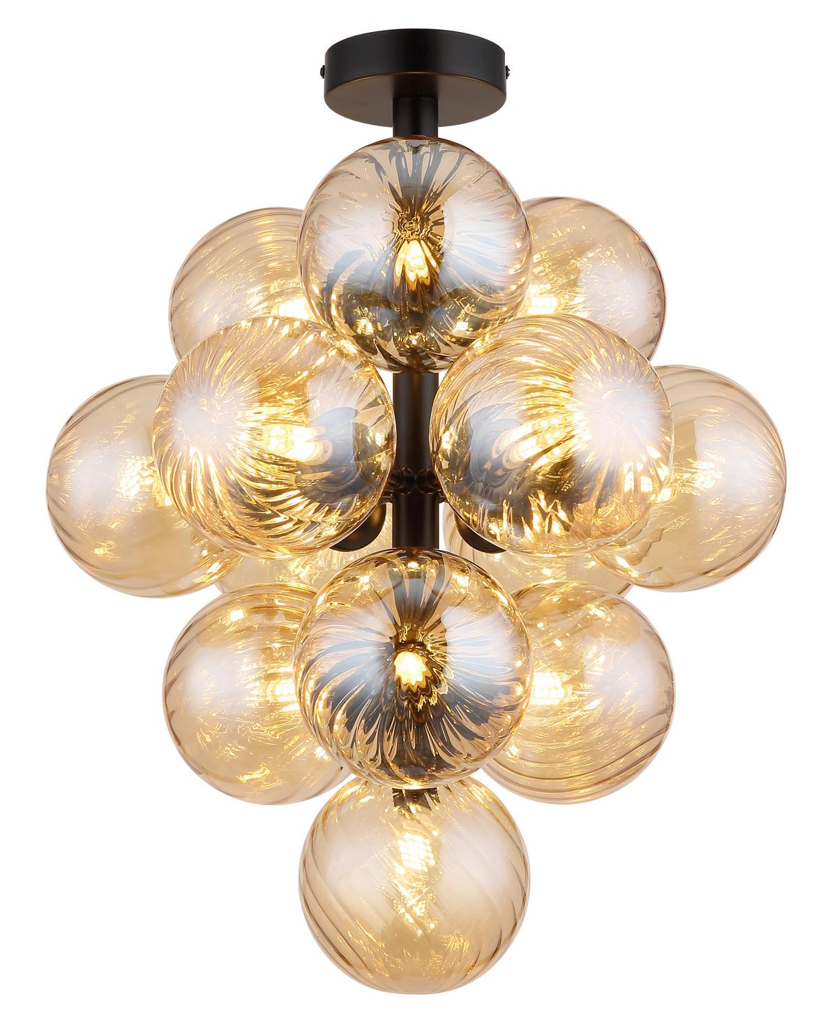 DECKENLEUCHTE 56146D - Schwarz/Orange, Design, Glas/Metall (39,5/50cm) - Globo