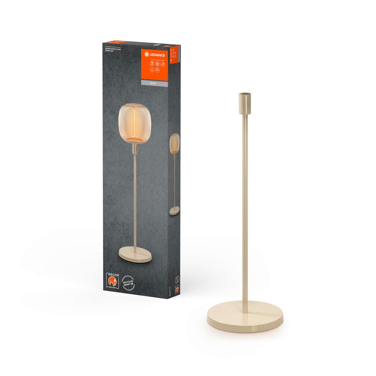 PODSTAWA LAMPY DECOR STICK FLOOR SHORT E27 BG - beżowy, Basics, metal (26/78cm) - Ledvance
