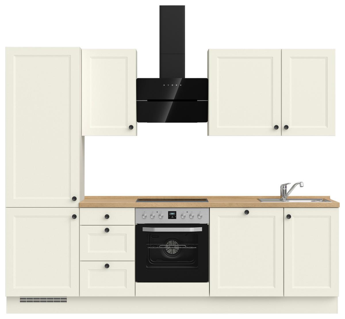 Küchenblock Cascada High m. Geräten Weiß - Eichefarben/Schwarz, MODERN, Holzwerkstoff/Metall (270cm) - Nobilia