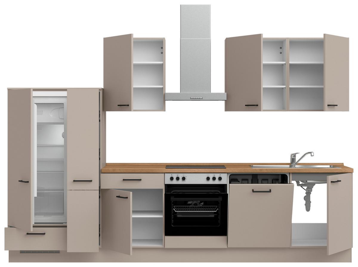 Küchenleerblock Easytouch Low o. Geräte Sandfarben - Sandfarben/Eichefarben, MODERN, Holzwerkstoff/Metall (330cm) - Nobilia