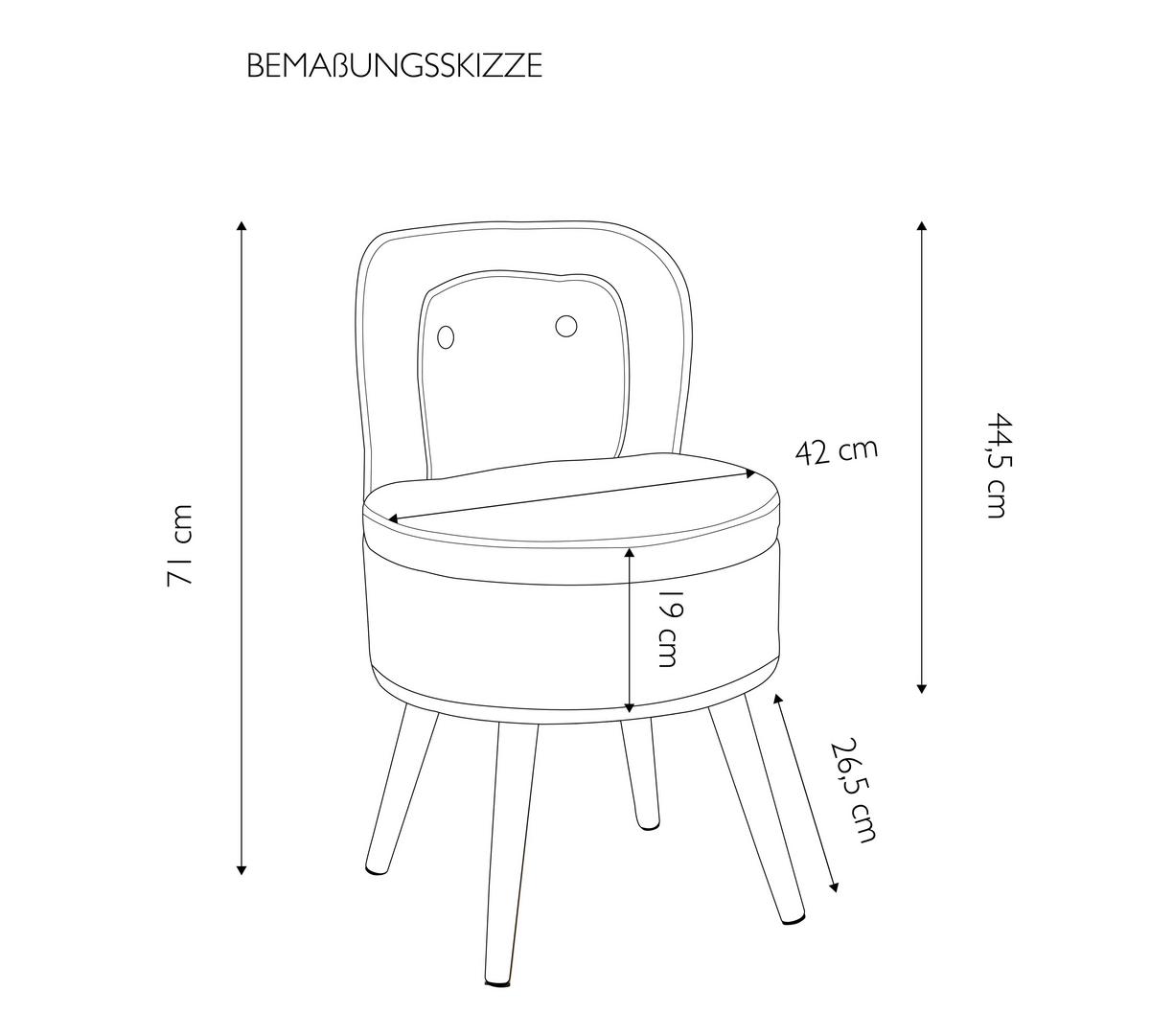 Sessel Vince Creme Struktur gesteppt - Creme/Naturfarben, Design, Holz/Textil (42/71/42cm) - Echtwerk