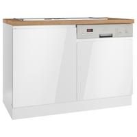 Spülenunterschrank Monza ca. 120x86 cm Weiß/Eiche - Weiß Hochglanz/Eiche Wotan, LIFESTYLE, Holzwerkstoff (120/86/60cm) - Held