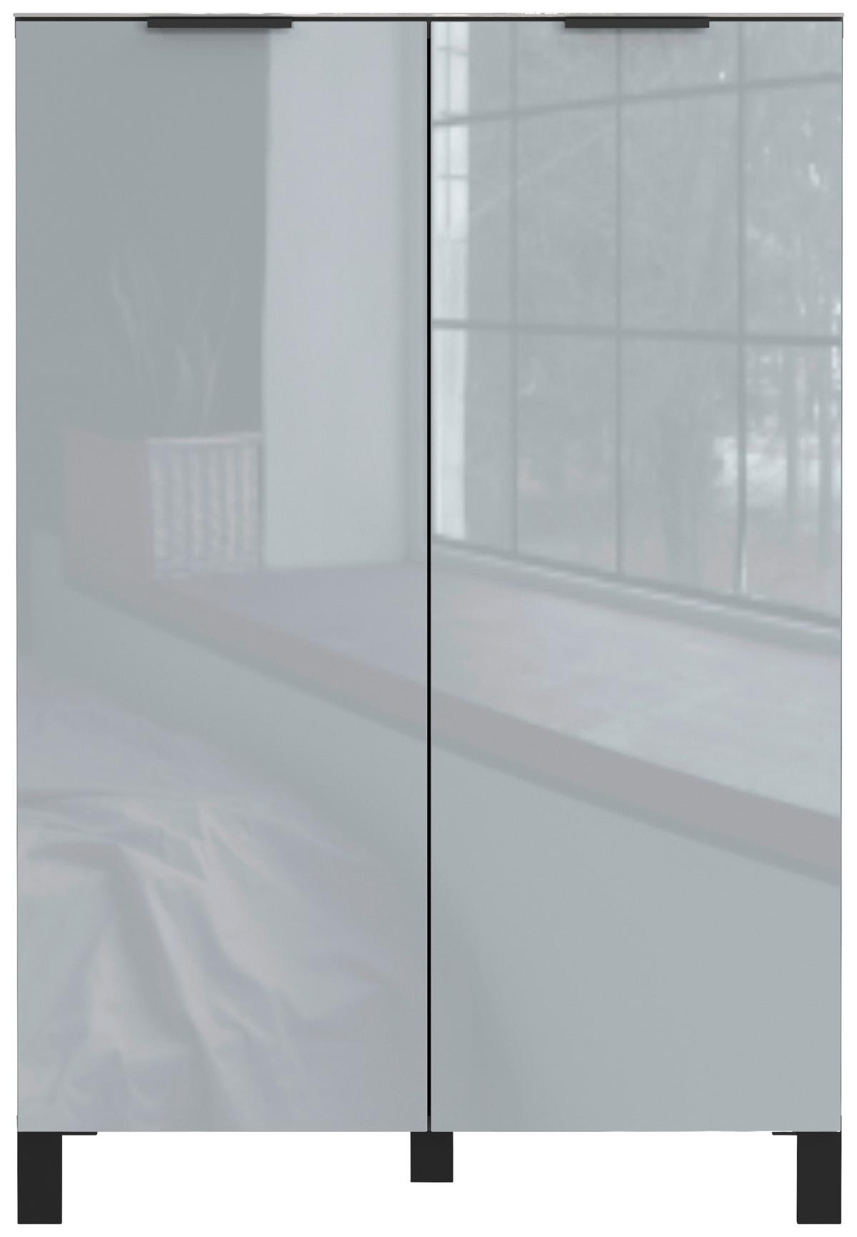 Schuhschrank Ceduna in Graphitfarben/Grau. - Graphitfarben/Schwarz, MODERN, Glas/Holzwerkstoff (87/125/40cm) - Premium Living