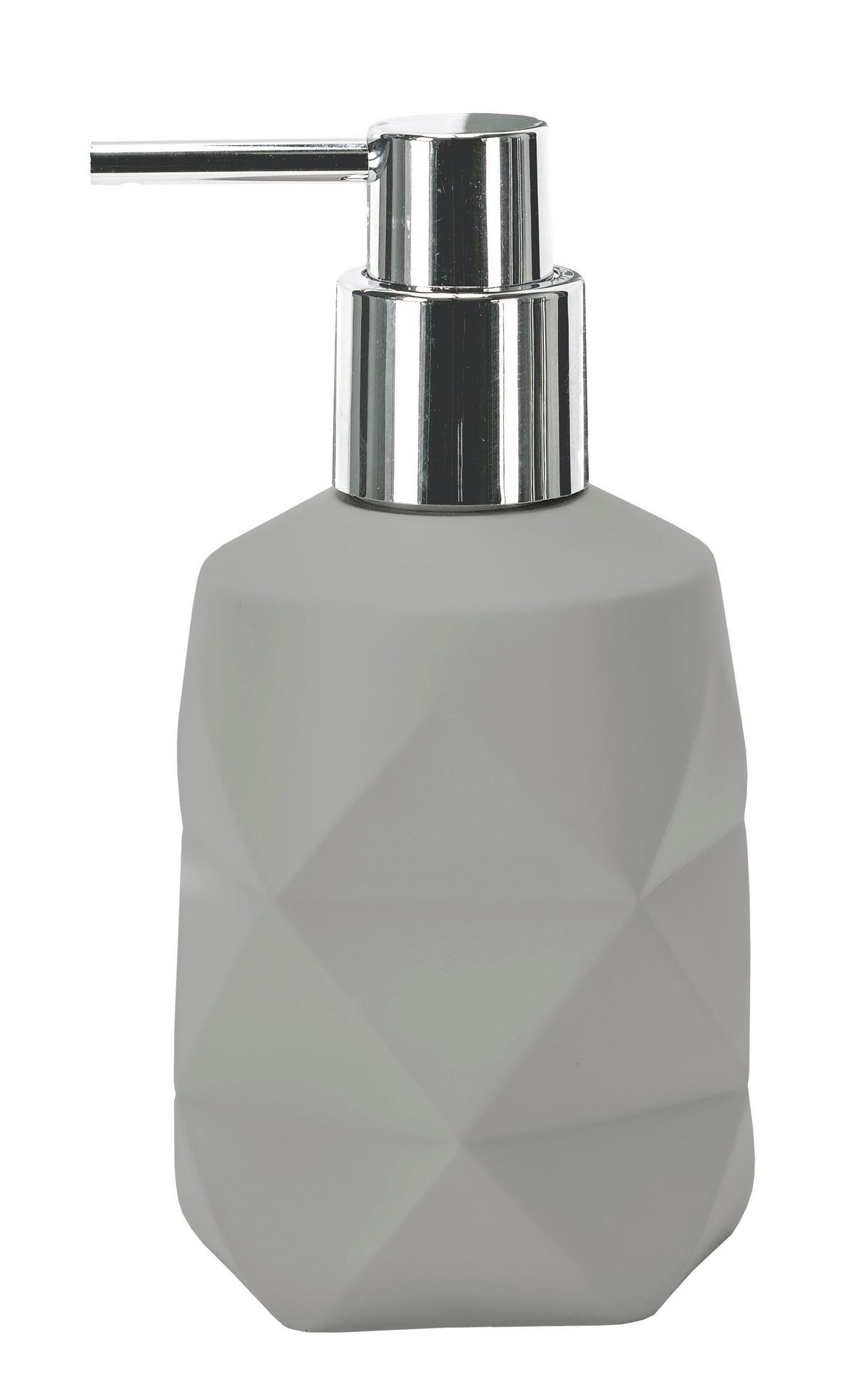 DOZOWNIK NA MYDŁO CRACKLE - kolor platynowy, Design, tworzywo sztuczne (8/17cm) - Kleine Wolke
