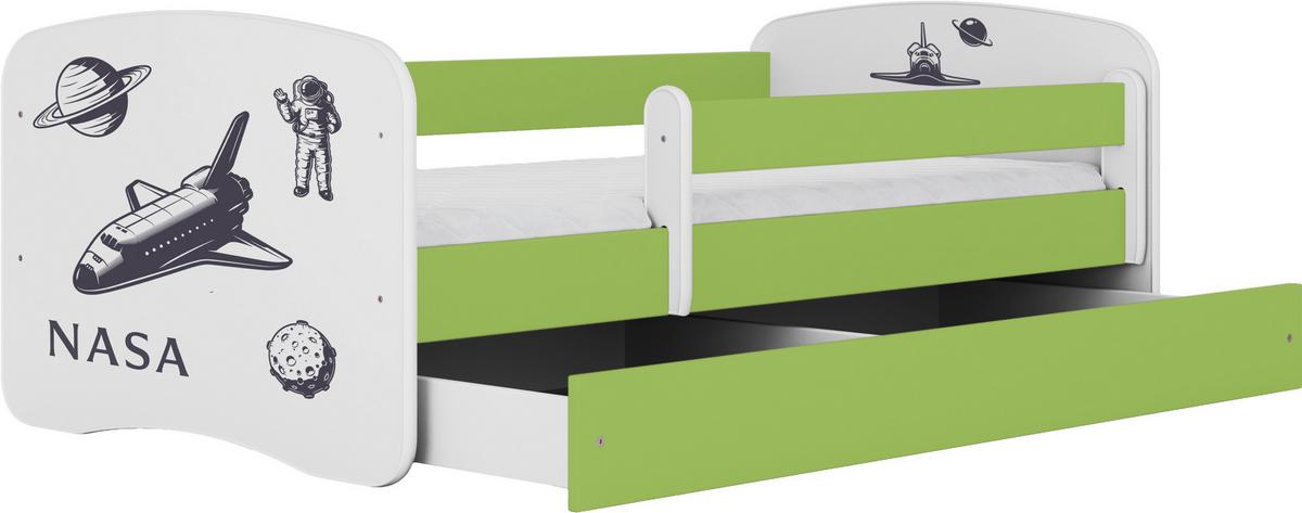 Otroška Postelja Babydreams, Bela, Zelena, 80x160cm - bela/zelena, Moderno, tekstil/leseni material (80/160cm) - MID.YOU