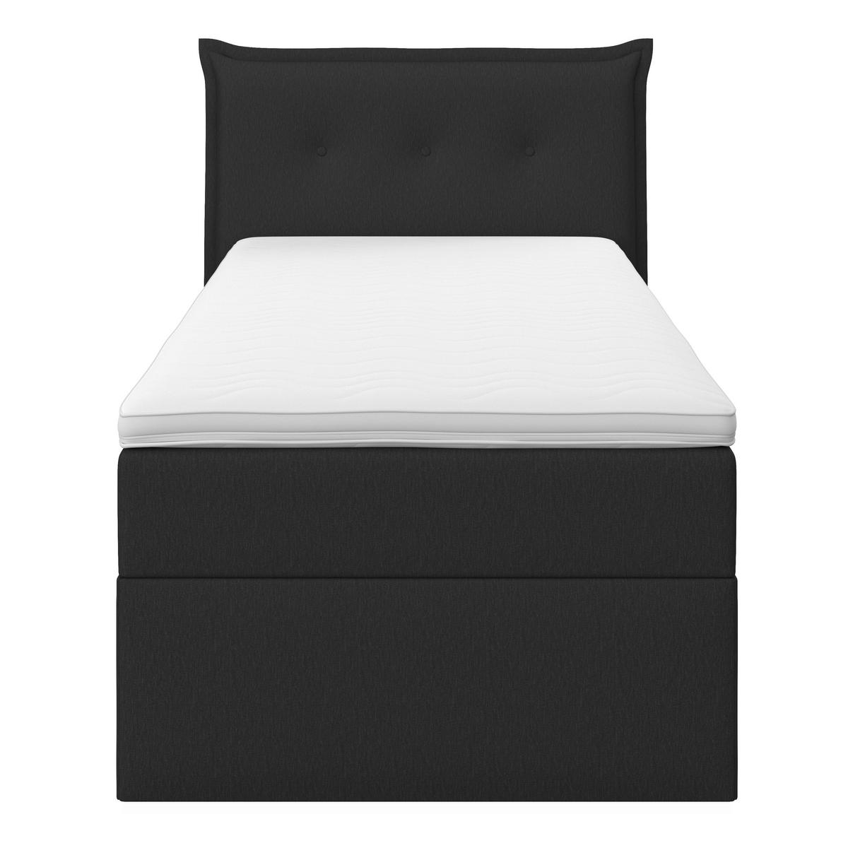 Boxbett Polo ca. 90x200 cm Dunkelgrau mit Topper - Dunkelgrau/Schwarz, Modern, Holz/Kunststoff (90/200cm) - Bessagi Home