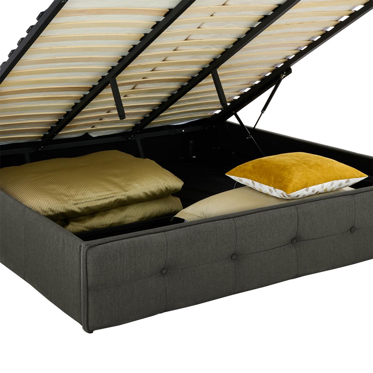 Oblazinjena Postelja Padua, Temno Siva, 180x200 - temno siva, Moderno, tekstil/les (180/200cm) - Carryhome