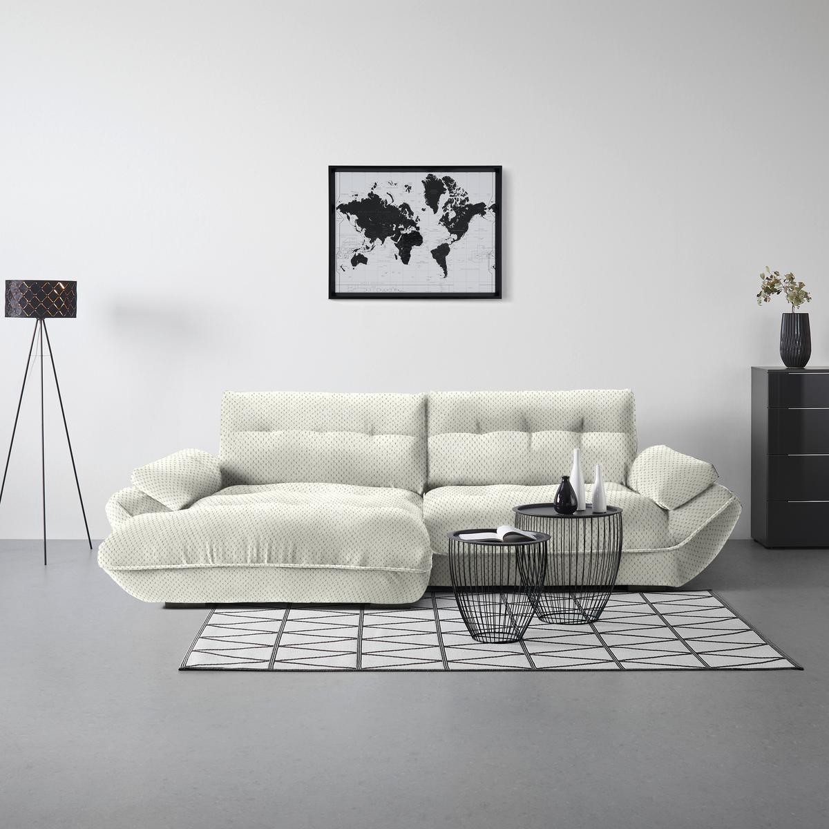 Wohnlandschaft Vivo Creme - Creme/Schwarz, MODERN, Kunststoff/Textil (179/63/317cm) - Premium Living