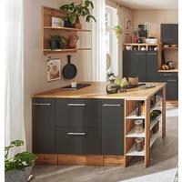 Kücheninsel Hilde ca. 150x90x90cm Wildeiche/Grau - Wildeiche/Alufarben, Design, Holzwerkstoff/Metall (150/90/90cm) - Respekta
