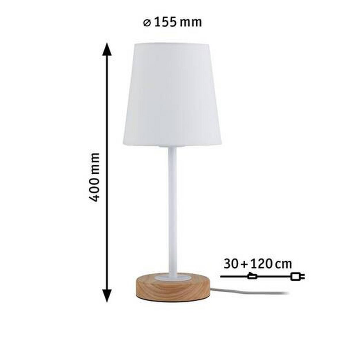 Tischleuchte Stellan in Braun/Weiß max. 20 Watt - Braun/Weiß, Design, Holz/Textil (15,5/40cm) - Paulmann
