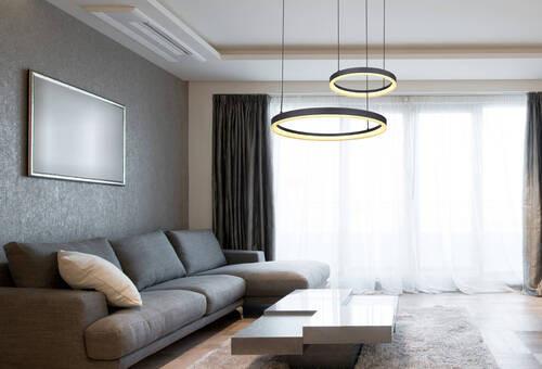 LED-Hängeleuchte Augusto Schwarz/Goldfarben max. 50Watt - Goldfarben/Opal, Design, Kunststoff/Metall (82,5/60/150cm) - Globo