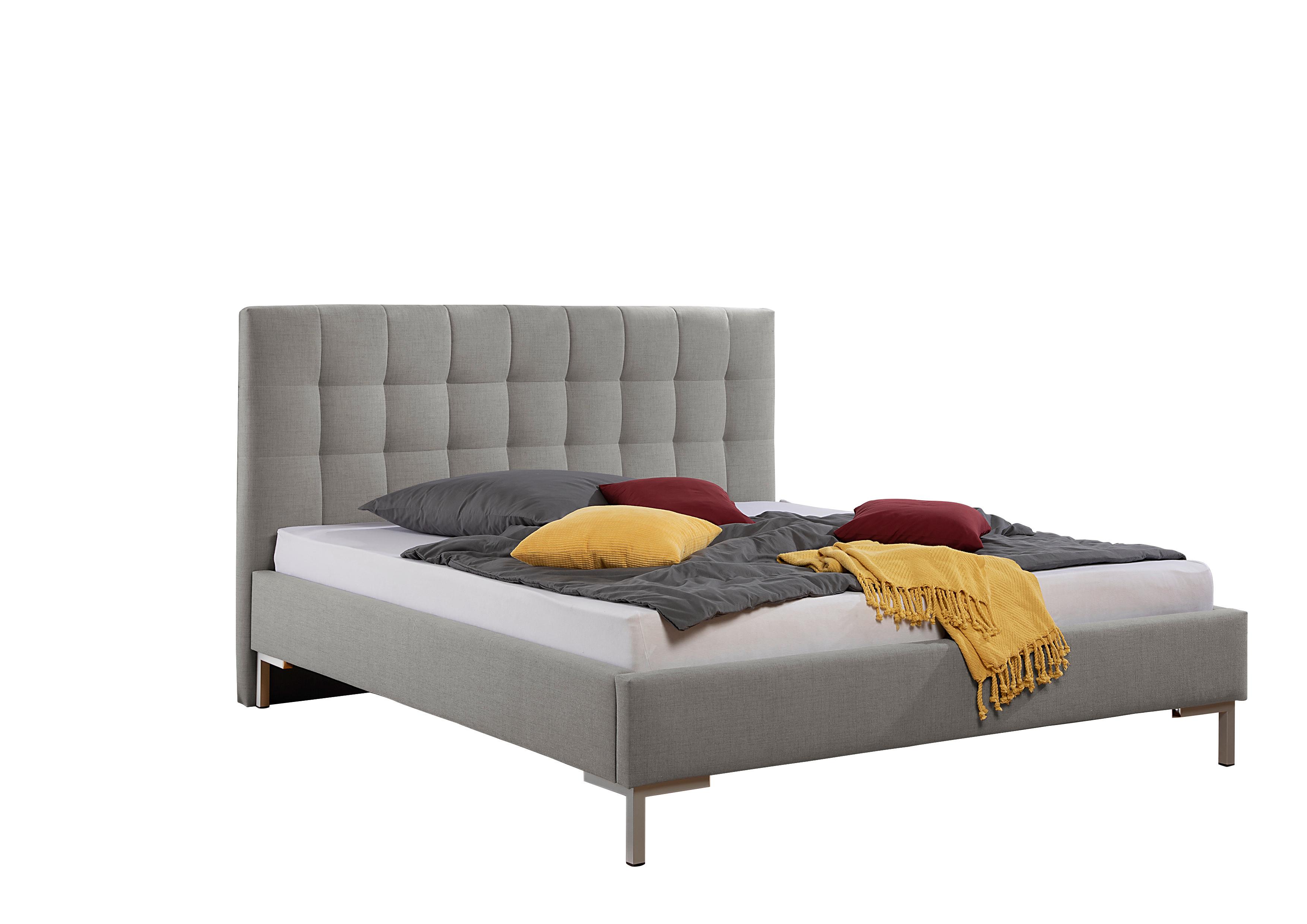 Polsterbett Maurizio Grau ca. 200x200 cm - Silberfarben/Grau, MODERN, Textil/Metall (200/200cm) - Livetastic