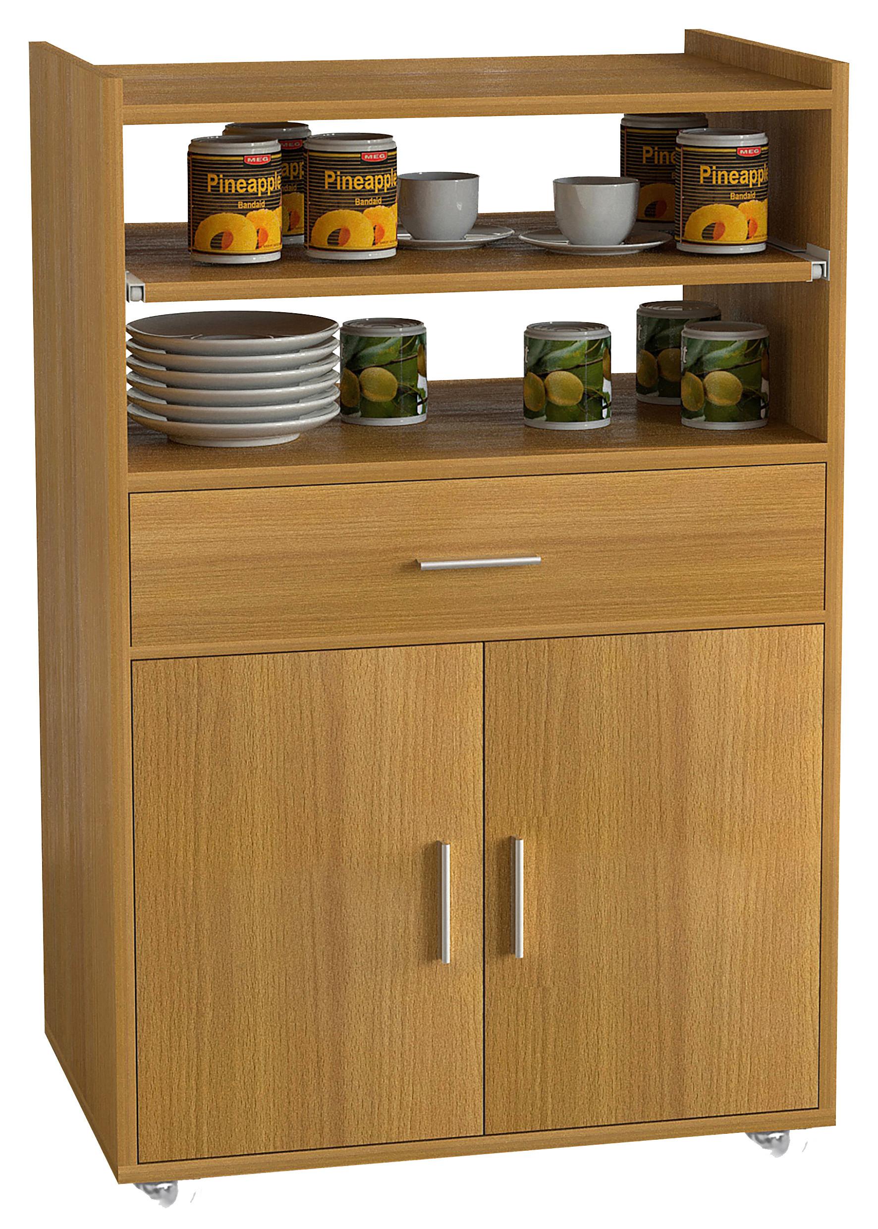 Servierwagen Kiola ca. 59x92 cm Buchefarben - Silberfarben/Buchefarben, Basics, Holzwerkstoff/Kunststoff (59/92/40cm) - MID.YOU