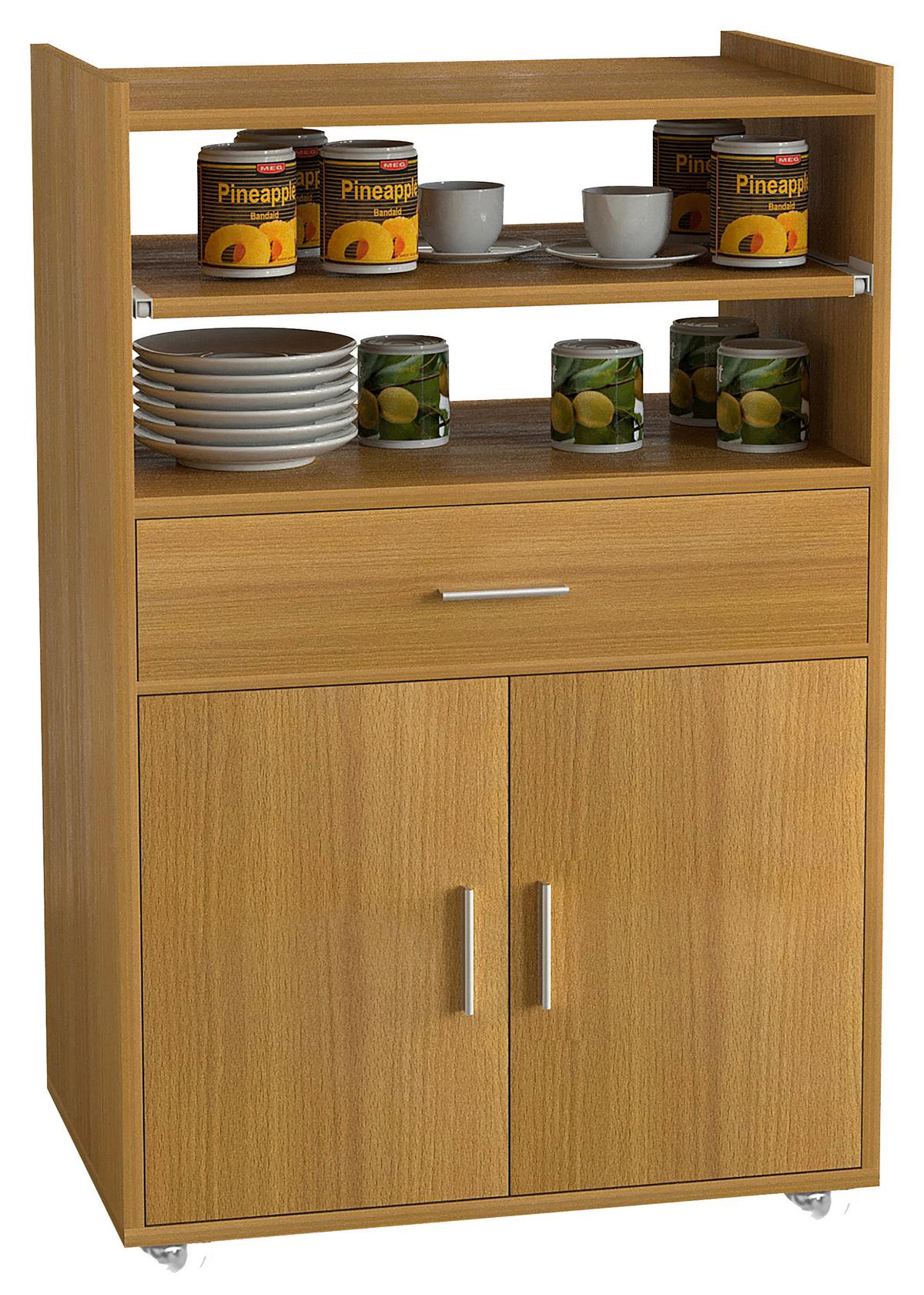 SERVIERWAGEN KIOLA - Silberfarben/Buchefarben, Basics, Holzwerkstoff/Kunststoff (59/92/40cm) - MID.YOU