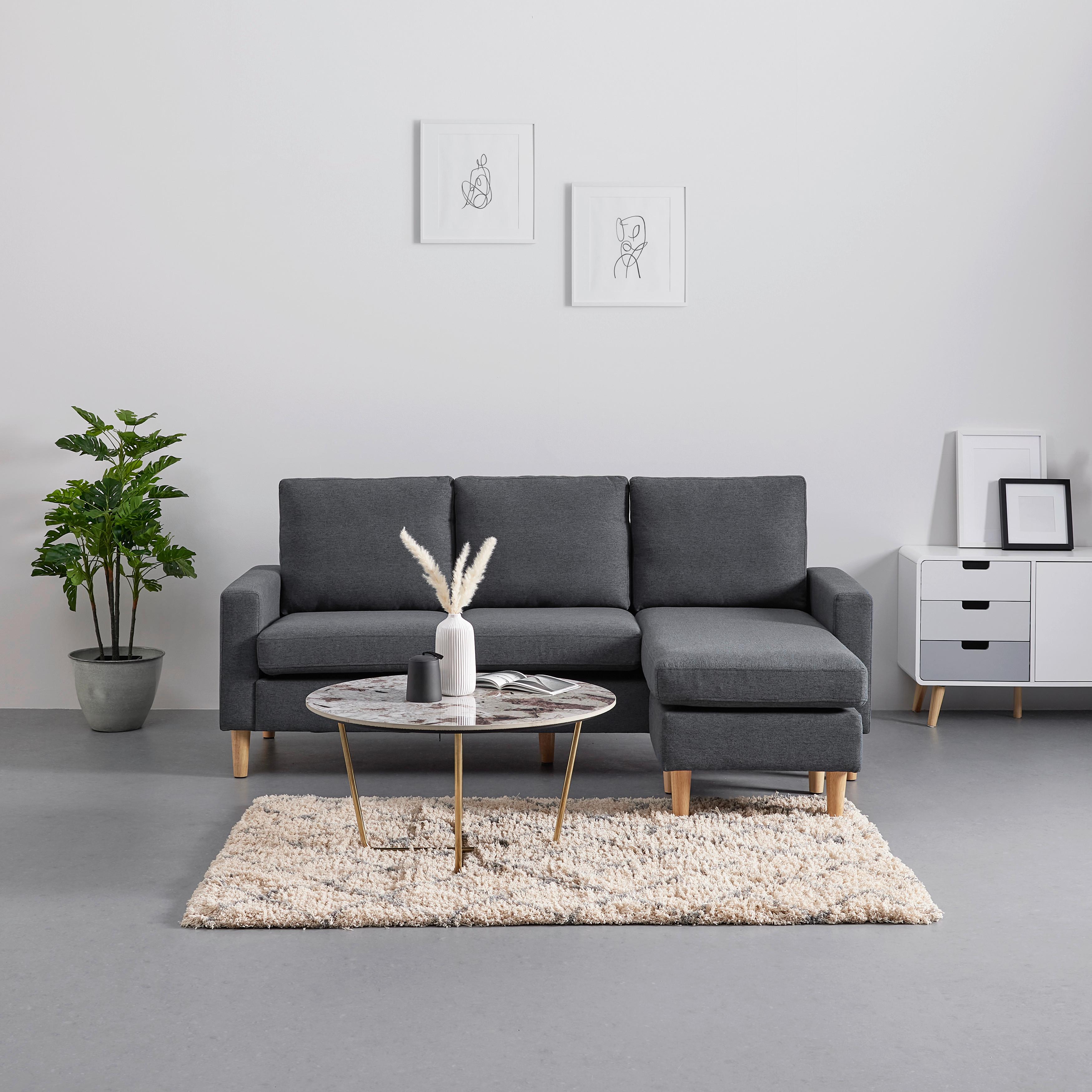 Sarokkanapé Noemie - szürke, Modern, textil/fa (198/86/78-135cm) - Bessagi Home