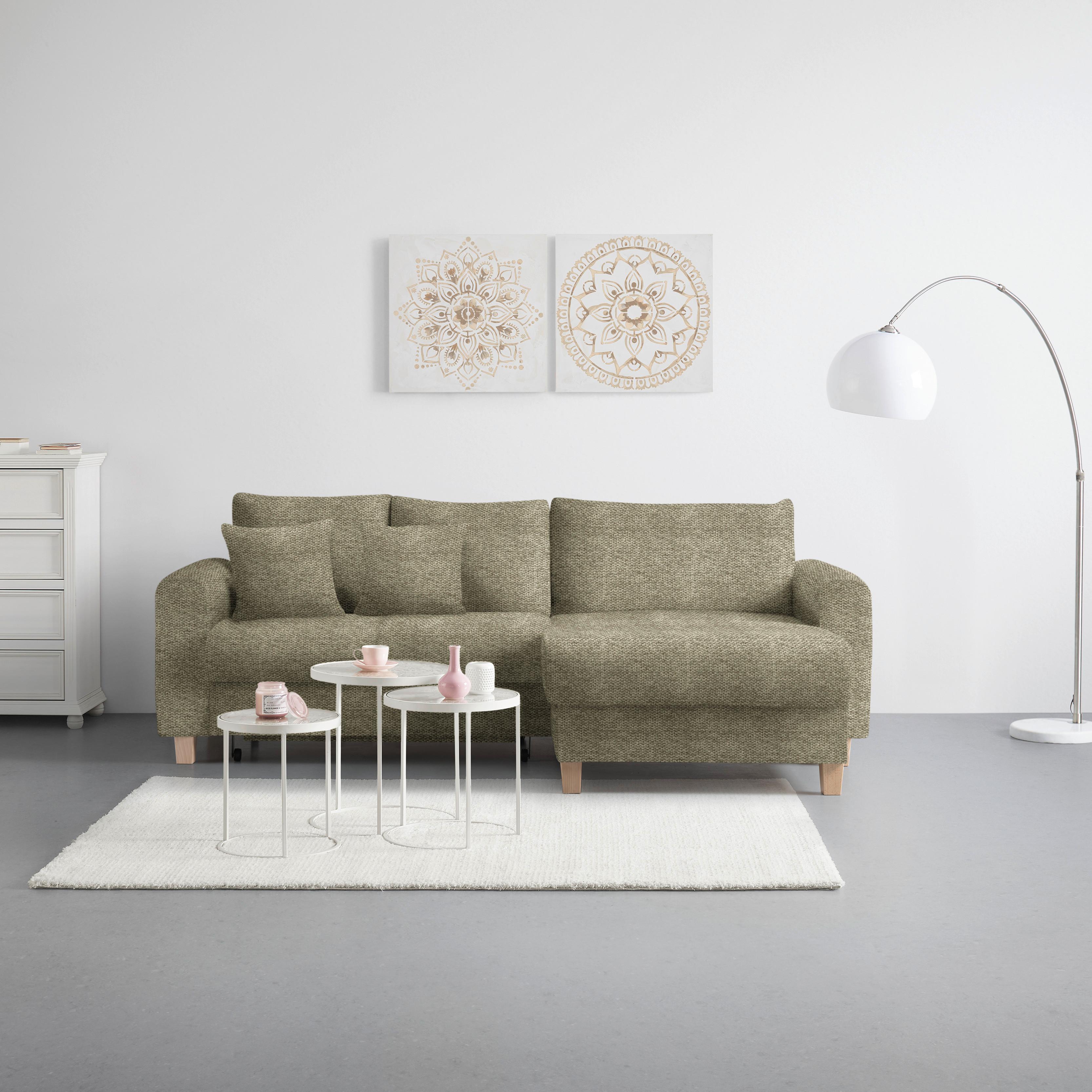 Wohnlandschaft Lille Olivgrün - Hellbraun/Olivgrün, MODERN, Holz/Textil (232/110/156cm) - Mömax