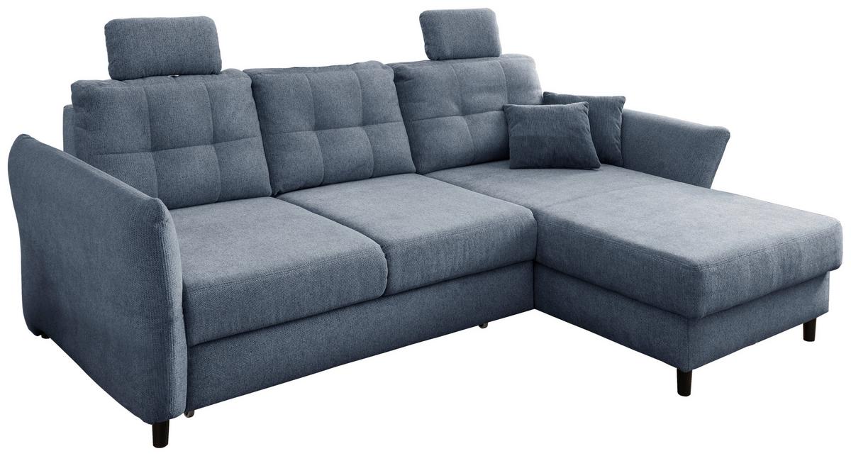 Wohnlandschaft Brizzini Hellblau Chenille - Blau/Schwarz, MODERN, Holz/Textil (250-280/176cm) - Livetastic
