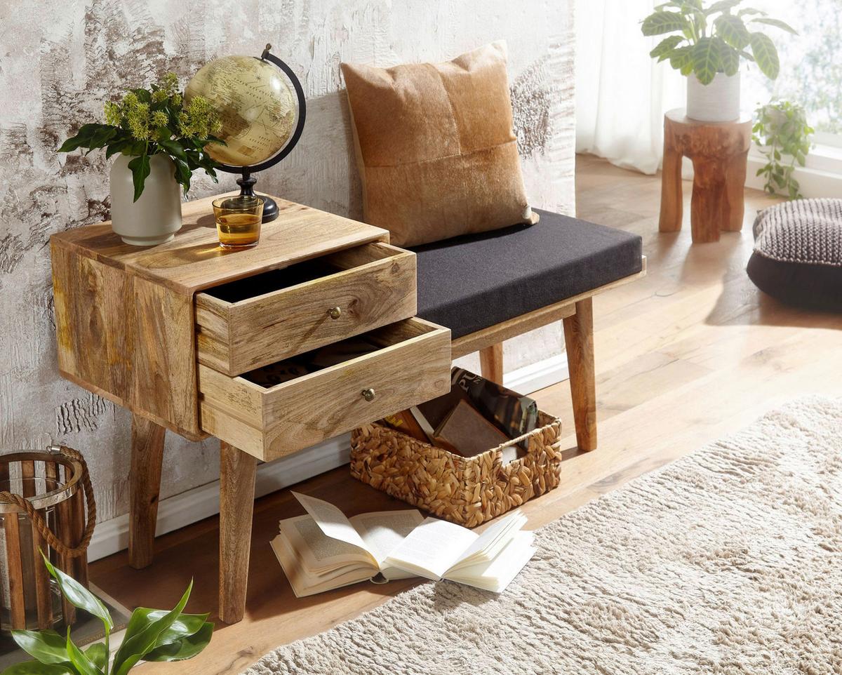 Klop Brez Naslona Wl6.485 - črna/rjava, Moderno, tekstil/les (120/65/40cm) - MID.YOU