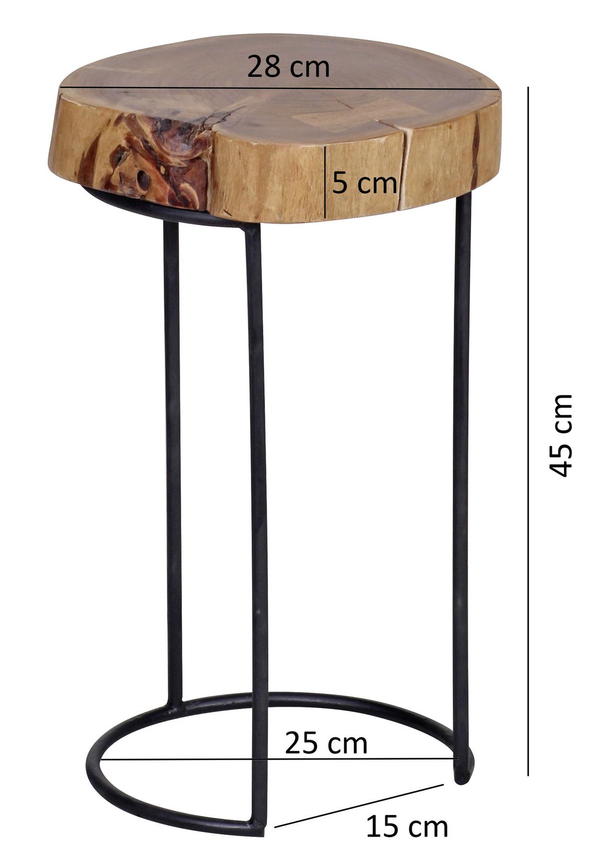 Mizica Akola - črna/barve akacije, Design, kovina/les (28/28/45cm) - MID.YOU