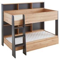 Krevet Na Kat Sely - hrast Artisan/antracit, Konvencionalno, drvni materijal (90/200cm) - Based