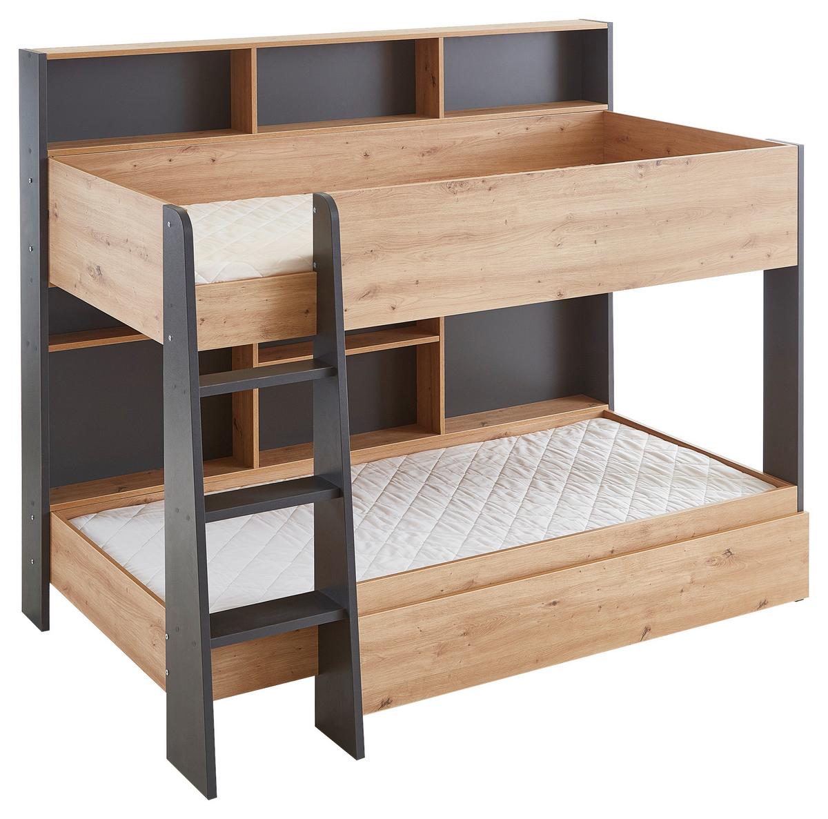 Krevet Na Kat Sely - hrast Artisan/antracit, Konvencionalno, drvni materijal (90/200cm) - Based