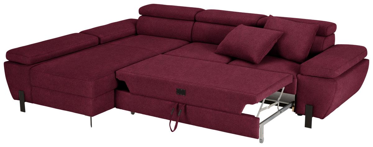 Kutna Garnitura Molina Mini - bordo/crna, Moderno, tekstil/metal (189/277cm) - Mömax