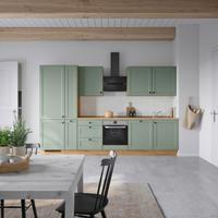 Küchenblock Cascada High m. Geräten Schilfgrün - Schilfgrün/Eichefarben, MODERN, Holzwerkstoff/Metall (330cm) - Nobilia