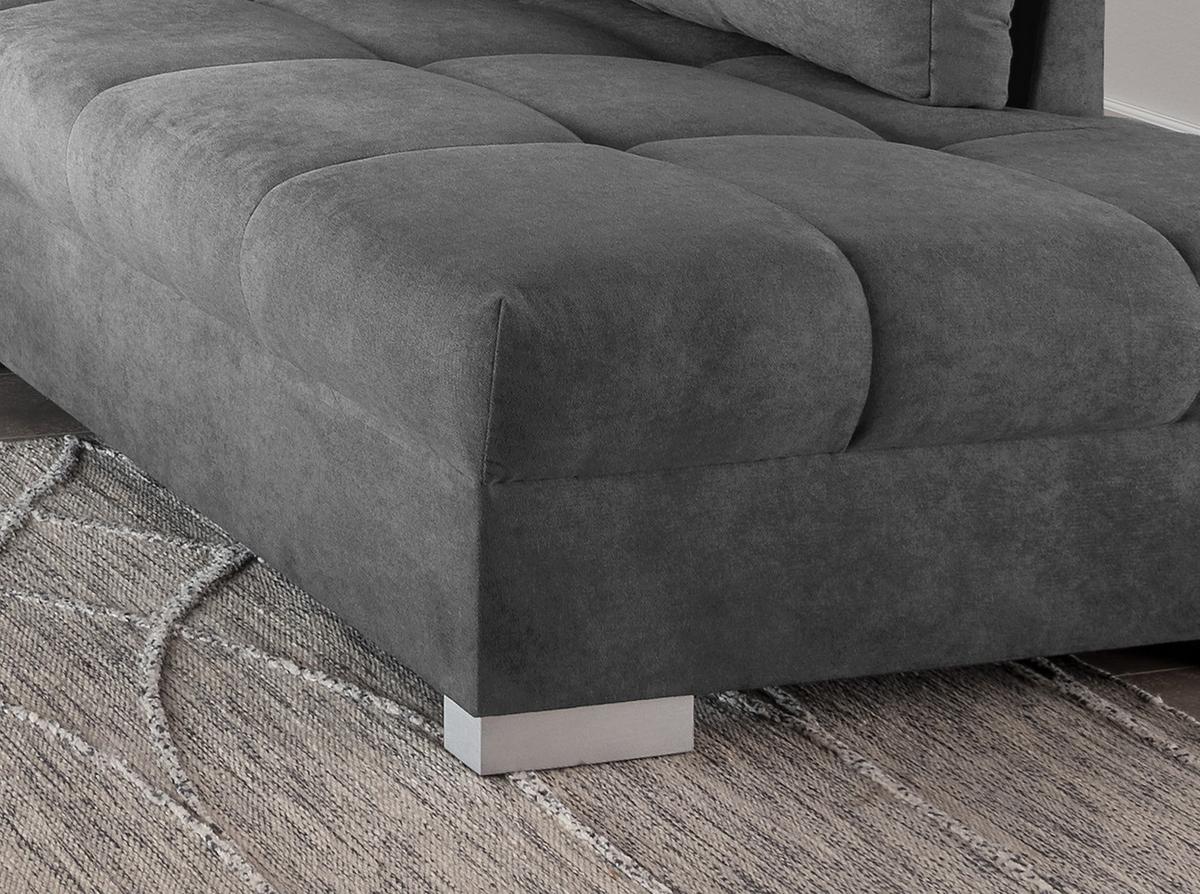 Wohnlandschaft Alvito Dunkelgrau Nylon/Mikrofaser - Dunkelgrau/Silberfarben, Design, Holz/Textil (298/202cm) - MID.YOU