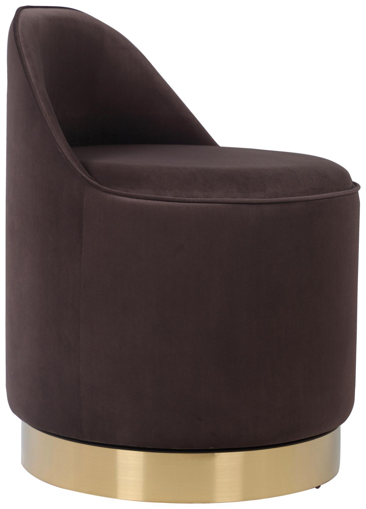 DREHHOCKER VIKTOR 125 - Goldfarben/Braun, Design, Textil/Metall (52/68cm) - Kayoom