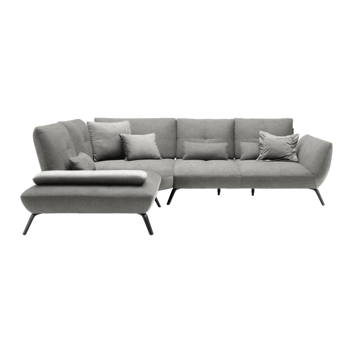 Wohnlandschaft Trendy Grau - Schwarz/Grau, MODERN, Holzwerkstoff/Textil (250/93/310cm) - Premium Living