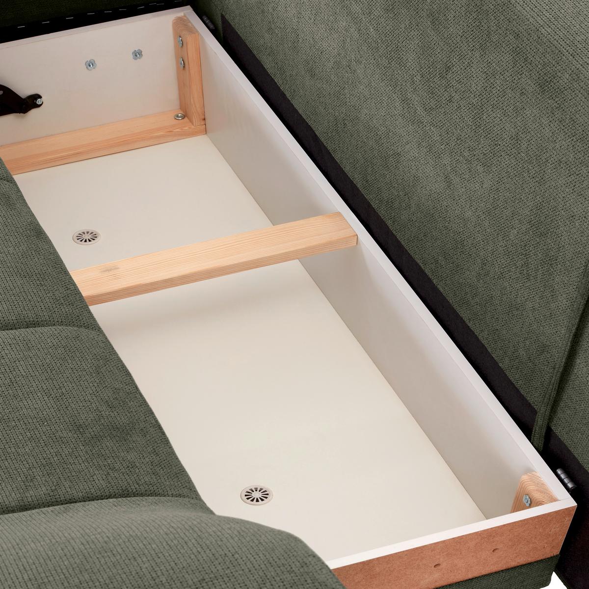Kutna Garnitura Mendoza - zelena/crna, Design, tekstil/drvo (197/309cm) - Modern Living