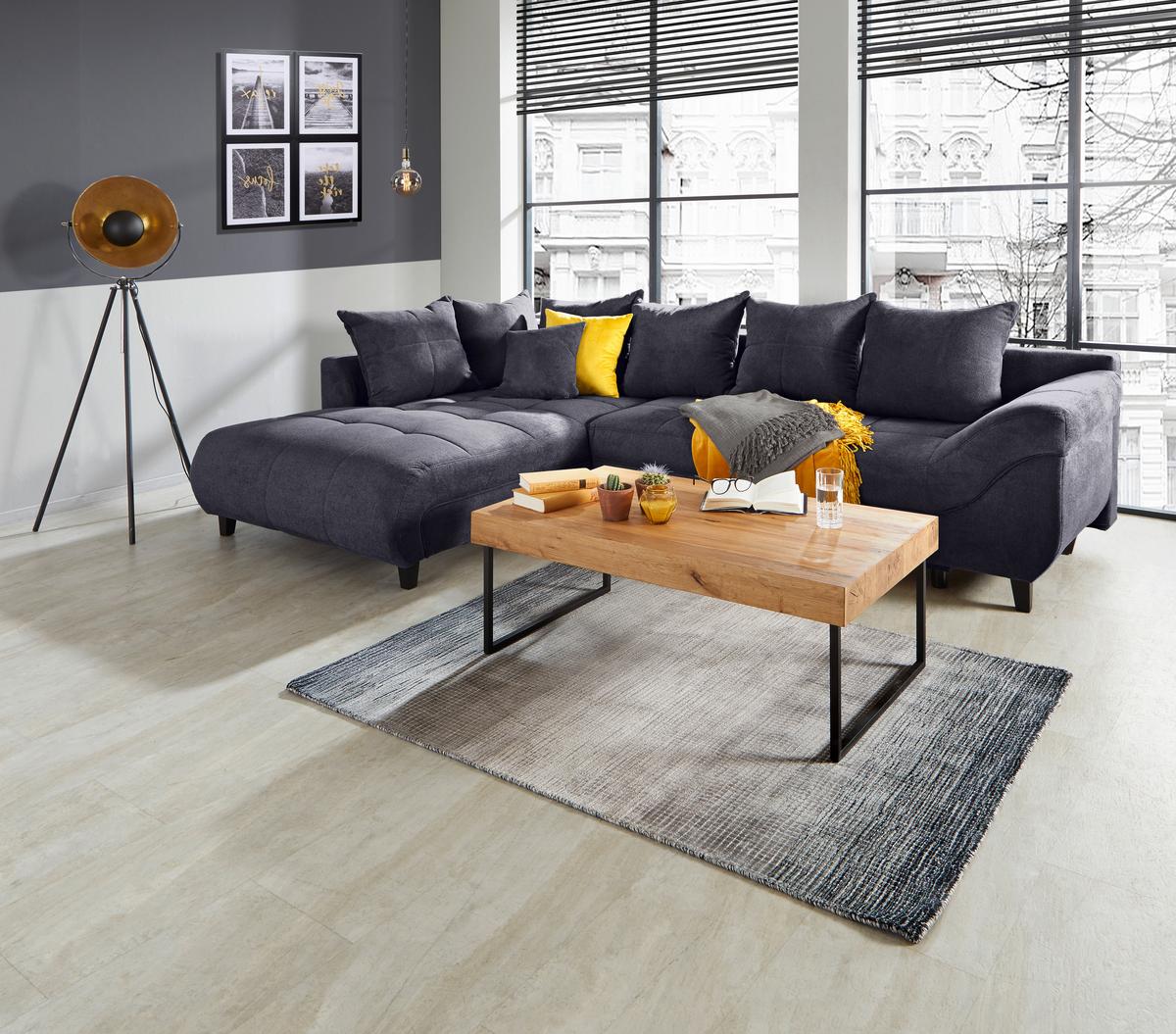Kutna Garnitura Mendoza - crna/antracit, Design, tekstil/drvo (197/309cm) - Modern Living
