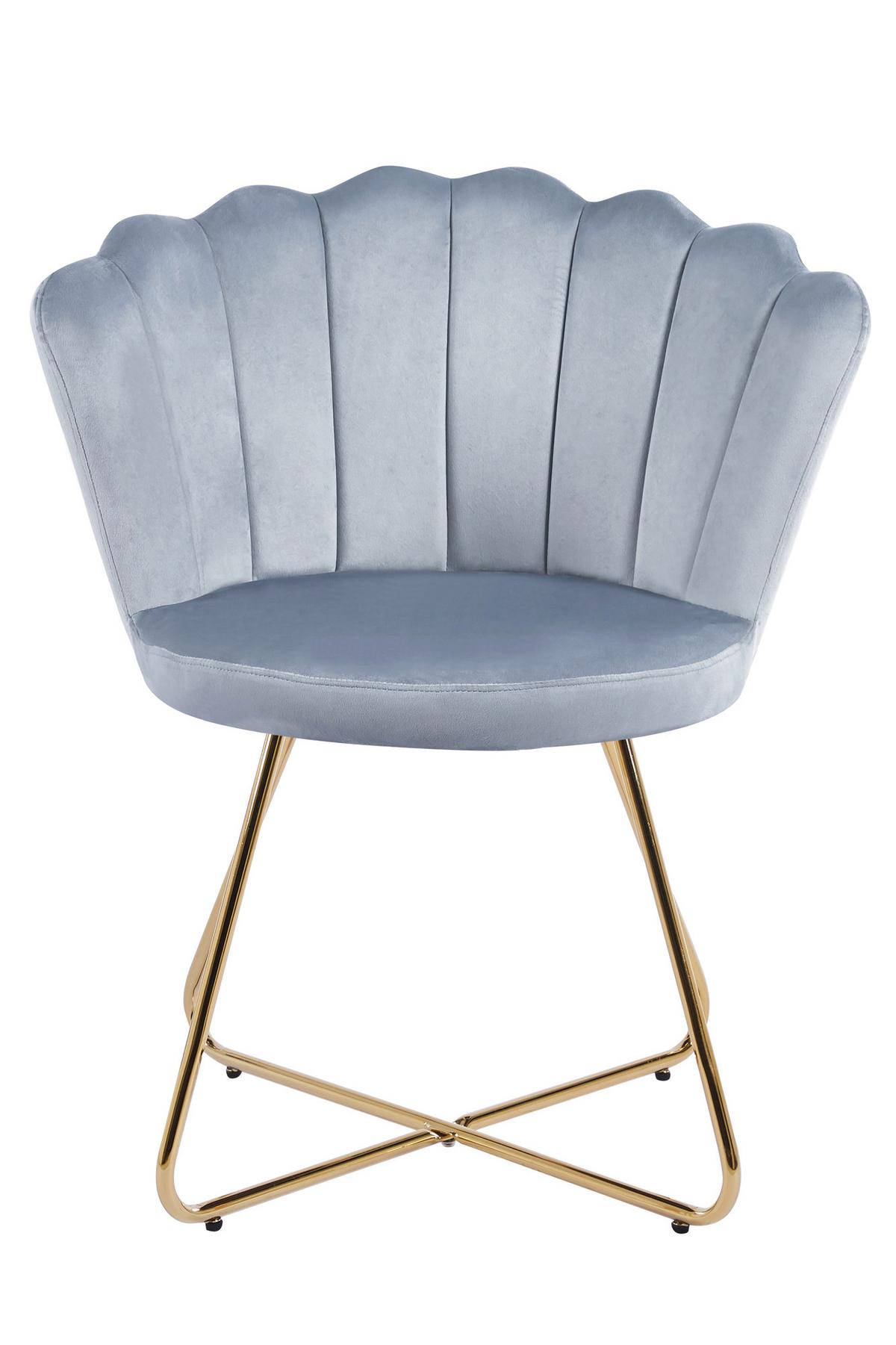 Set Stolov Samt, Svetlo Siva, 2-Delni - zlate barve/svetlo siva, Moderno, kovina/tekstil (69,5/85/66cm) - Livetastic