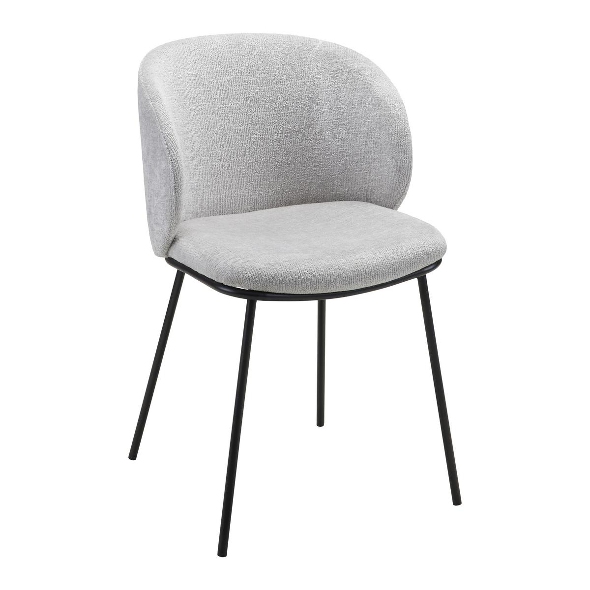 Stuhl Malea Hellgrau Chenille Gepolstert - Hellgrau/Schwarz, MODERN, Holz/Textil (49/76/55cm) - Bessagi Home