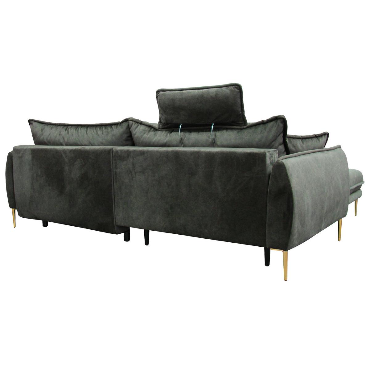 Kutna Garnitura Whisper - tamno zelena/zlatne boje, Moderno, tekstil/metal (194/90/260cm) - Modern Living
