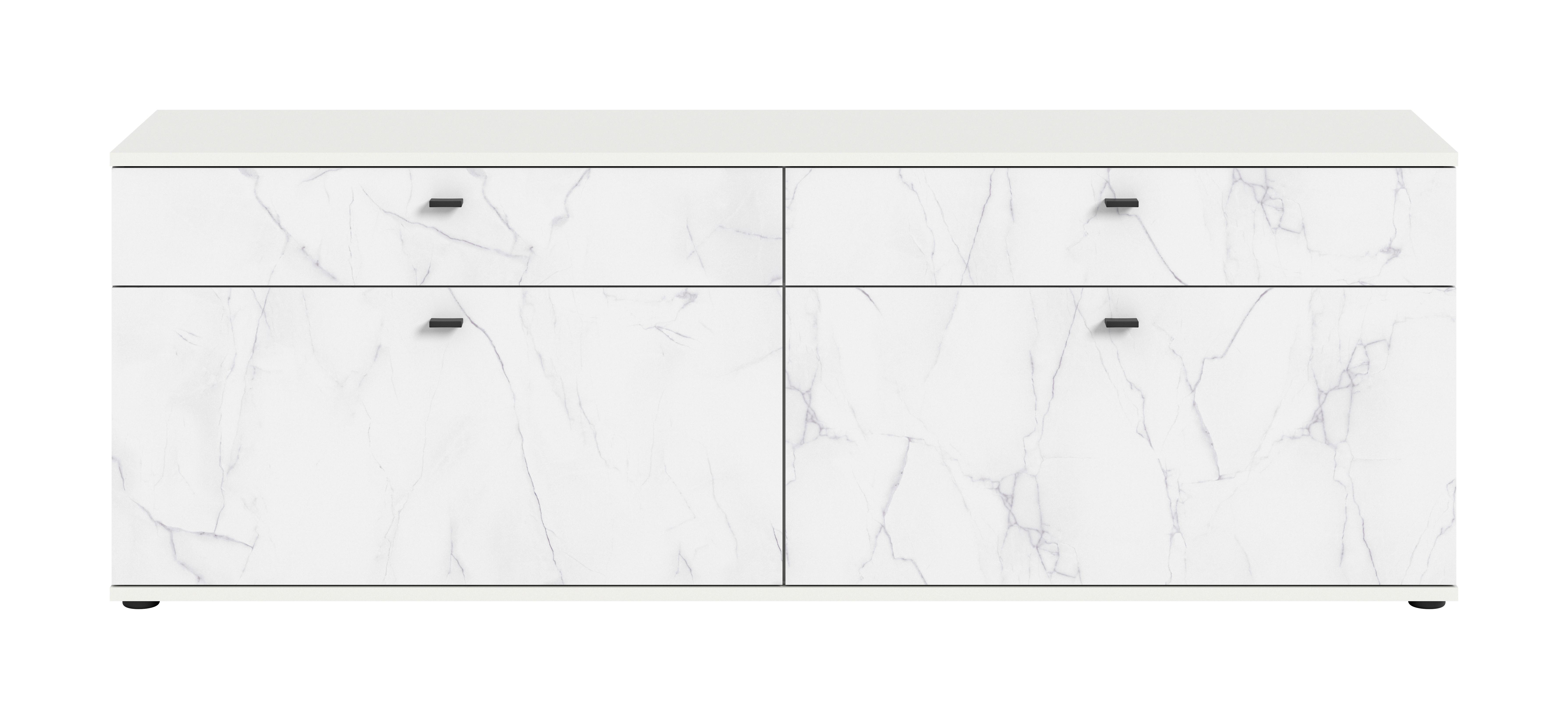 Tv Komoda Stone - bijela/crna, Design, drvni materijal/plastika (180/62/40cm) - Modern Living