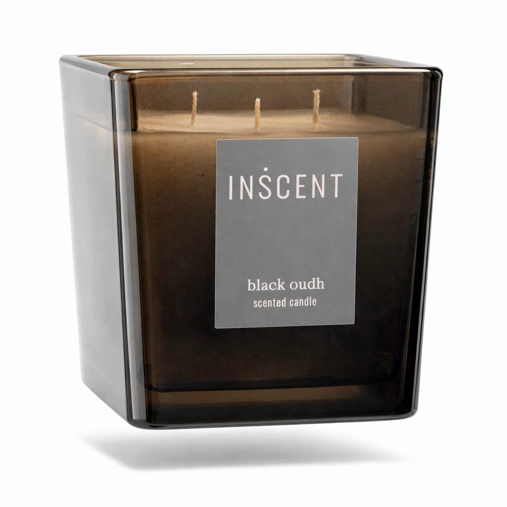 Duftkerze Black Oudh ca. 300g - Klar/Violett, Basics, Glas (10/10/10cm) - Inscent