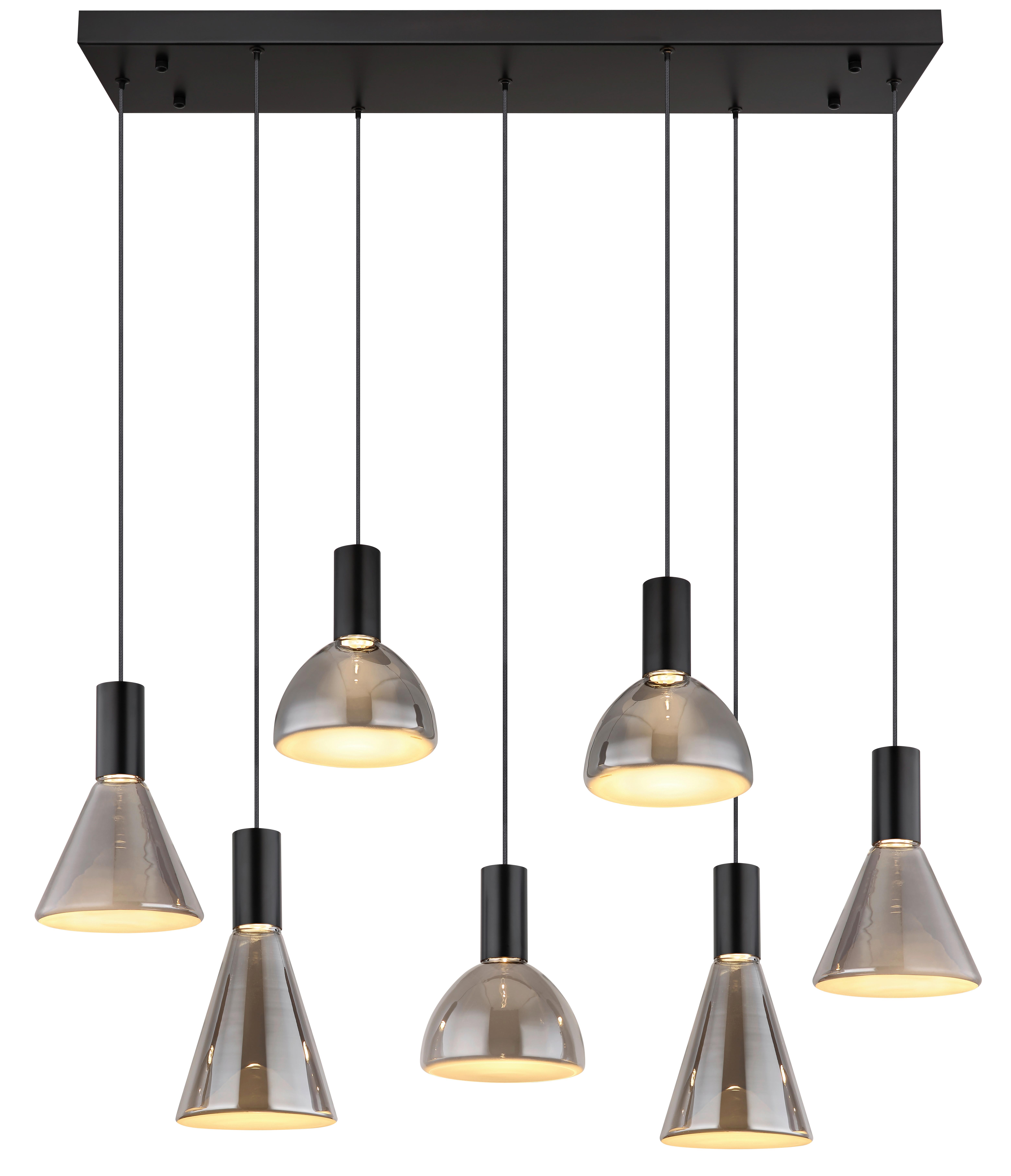 LED-HÄNGELEUCHTE 15741-7 - Hellgrau, Design, Glas/Kunststoff (97/33/150cm) - Globo