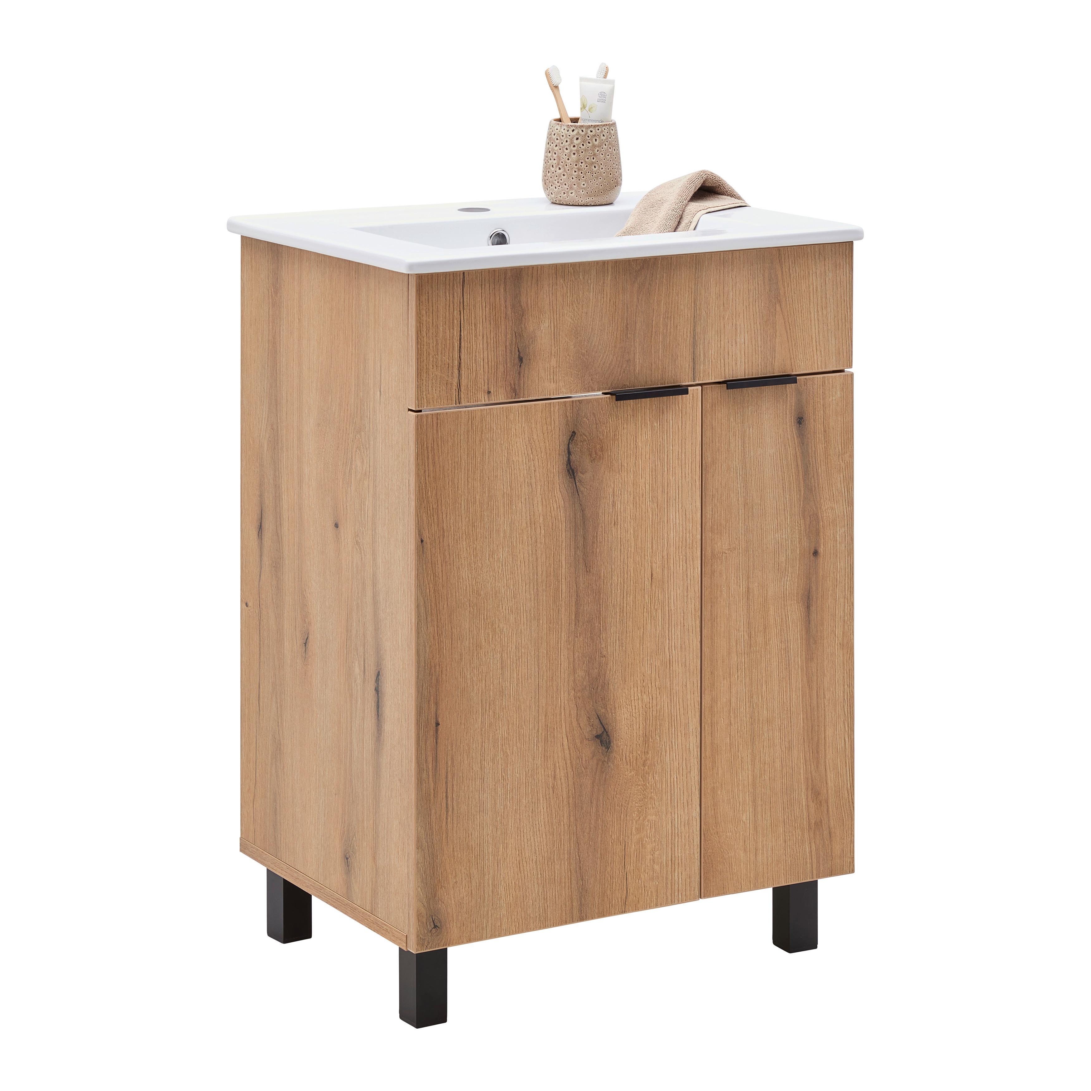 WASTAFELCOMBINATIE NAPOLI -EXKLUSIV- - Wit/Zwart, Modern, Houtcomposiet/Metaal (60/78/45cm) - Mömax