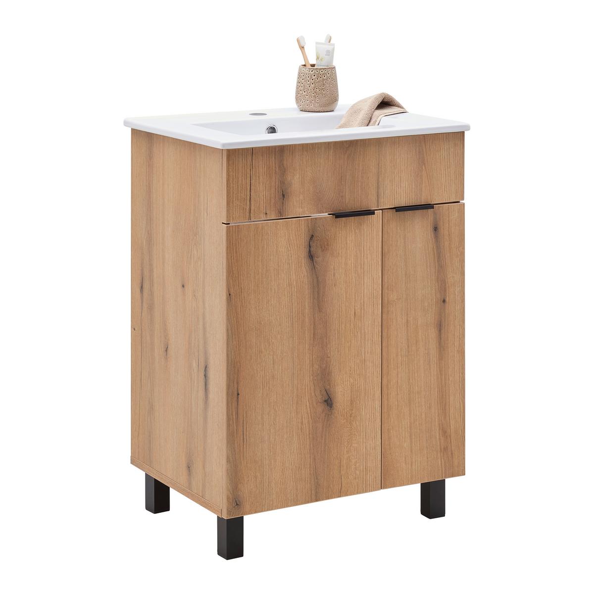 Umivalniška Enota Z Umivalnikom Napoli - črna/bela, Moderno, kovina/leseni material (60/78/45cm) - Mömax