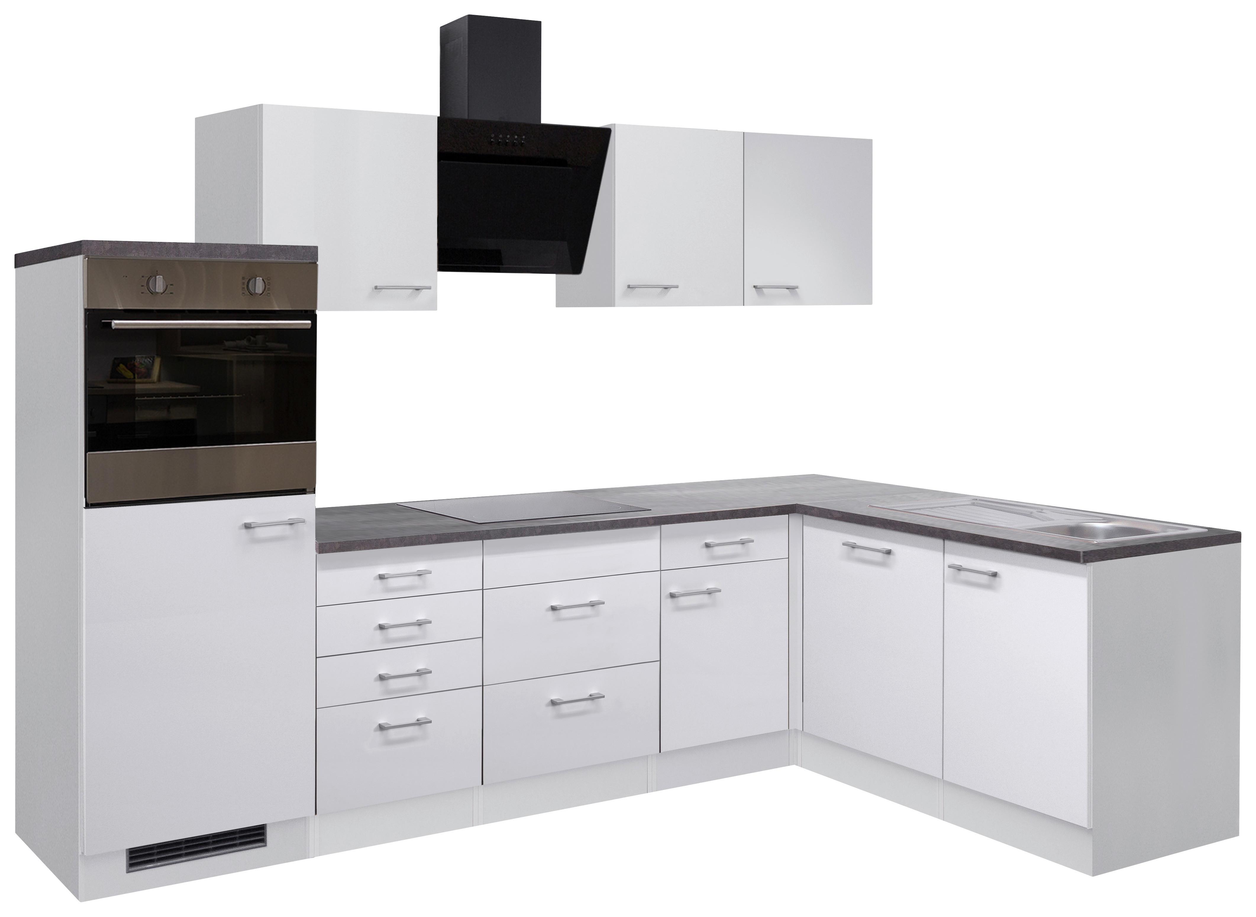 Kotna Kuhinja Brez Aparatov Lucca, Bela - bela/barve aluminija, Moderno, umetna masa/leseni material (280/170cm) - FlexWell