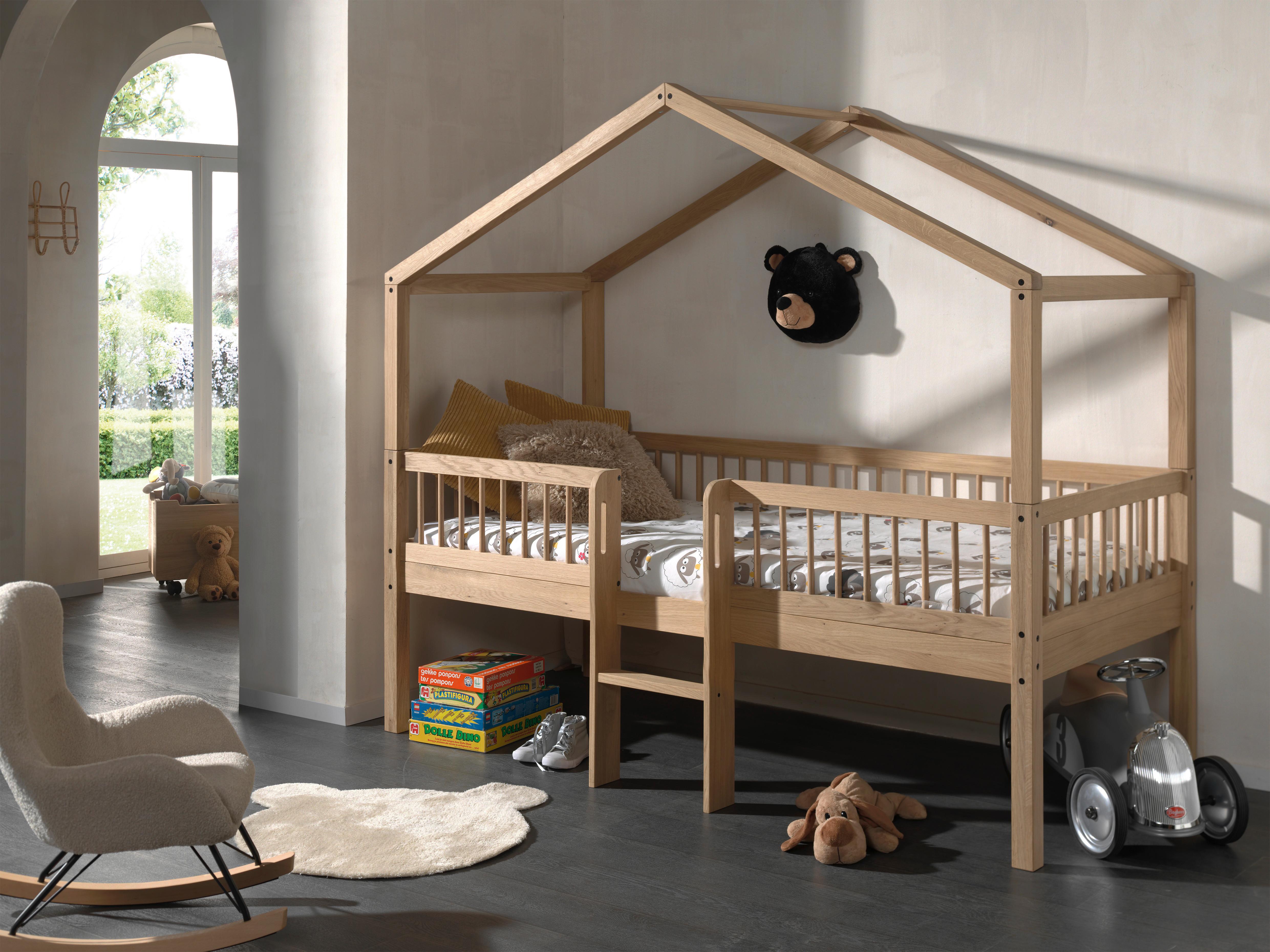 Hausbett FORREST Eichefarben ca. 90x200 cm Echtholz Eiche - Eichefarben/Naturfarben, MODERN, Holz (90/200cm) - Vipack