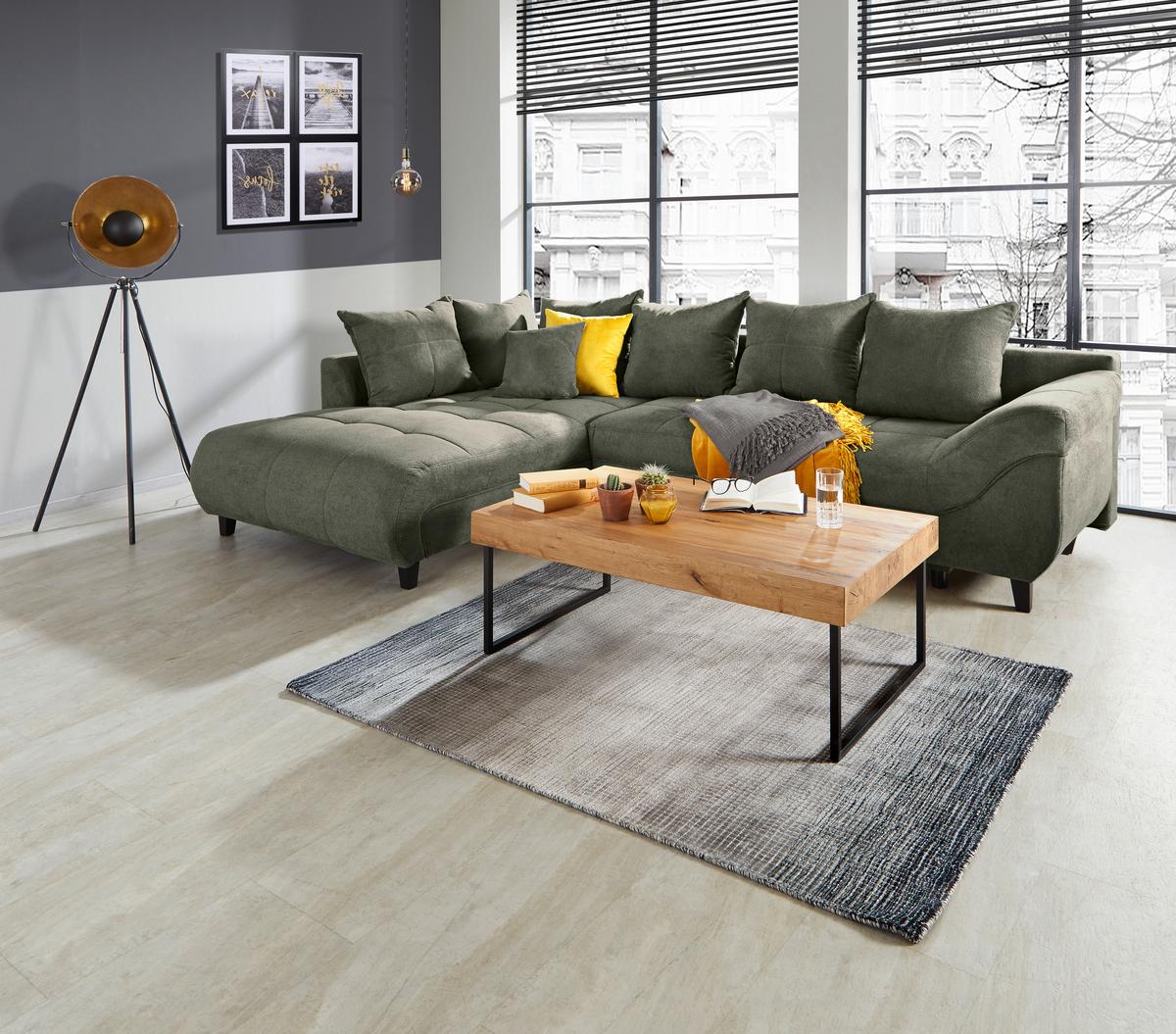 Kutna Garnitura Mendoza - zelena/crna, Design, tekstil/drvo (197/309cm) - Modern Living