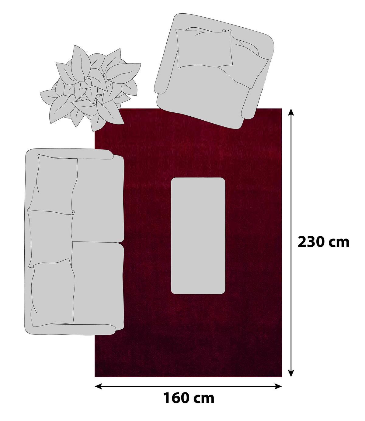 Hochflorteppich Ata 7000 Rot ca. 160x230cm - Rot, Design, Textil (160/230cm) - Novel