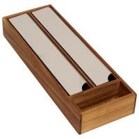 Folienschneider Kristian in Naturfarben - Edelstahlfarben/Naturfarben, MODERN, Holz/Metall (39,5/13/5,5cm) - Zandiara