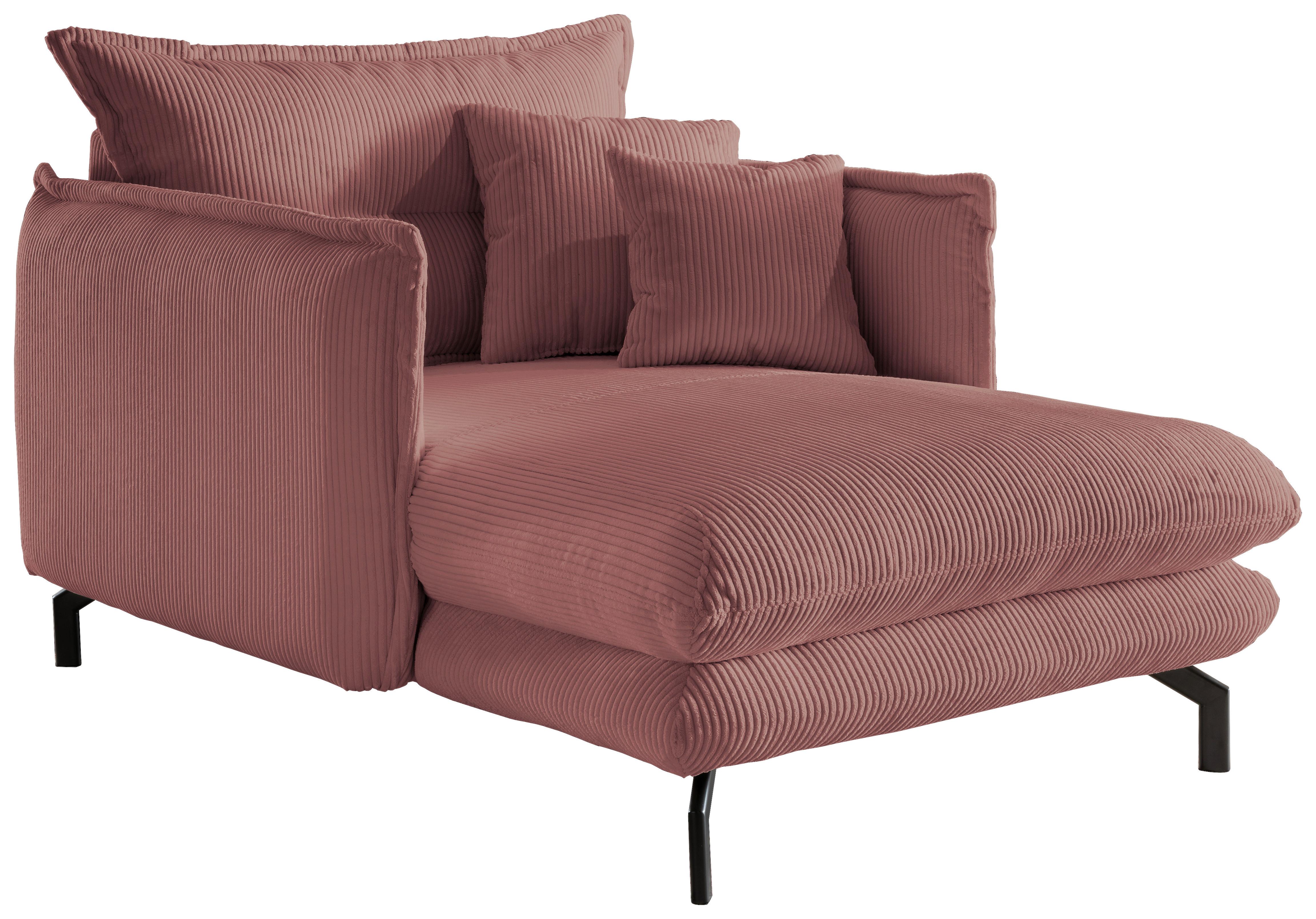 Relaxsessel Lava Rot Cord - Rot/Schwarz, MODERN, Textil/Metall (111/101/167cm) - Livetastic